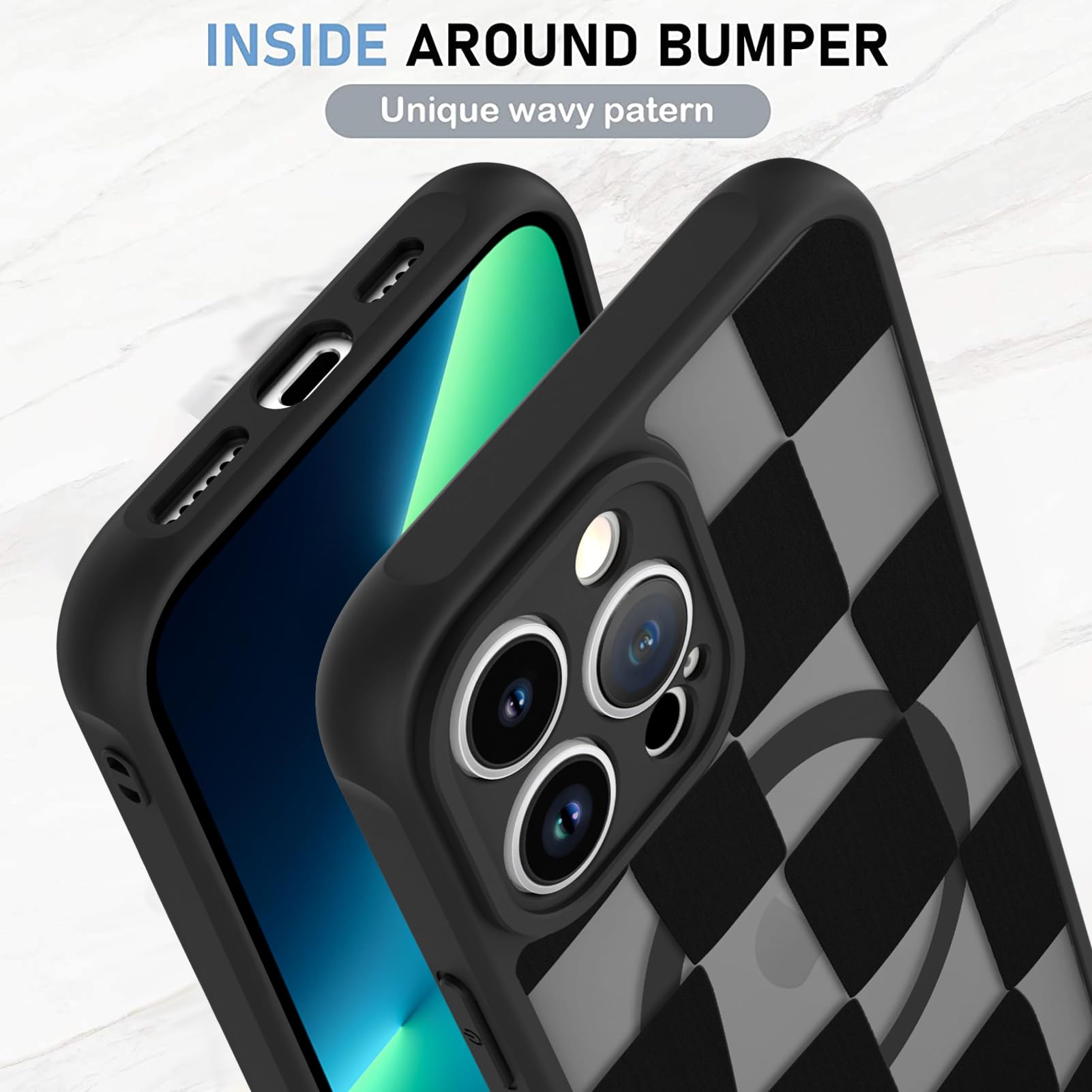 Foto 5 pulgar | Funda De Teléfono Kanghar Con Estética Mate A Cuadros Para Iphone 13 Pro Max - Venta Internacional.