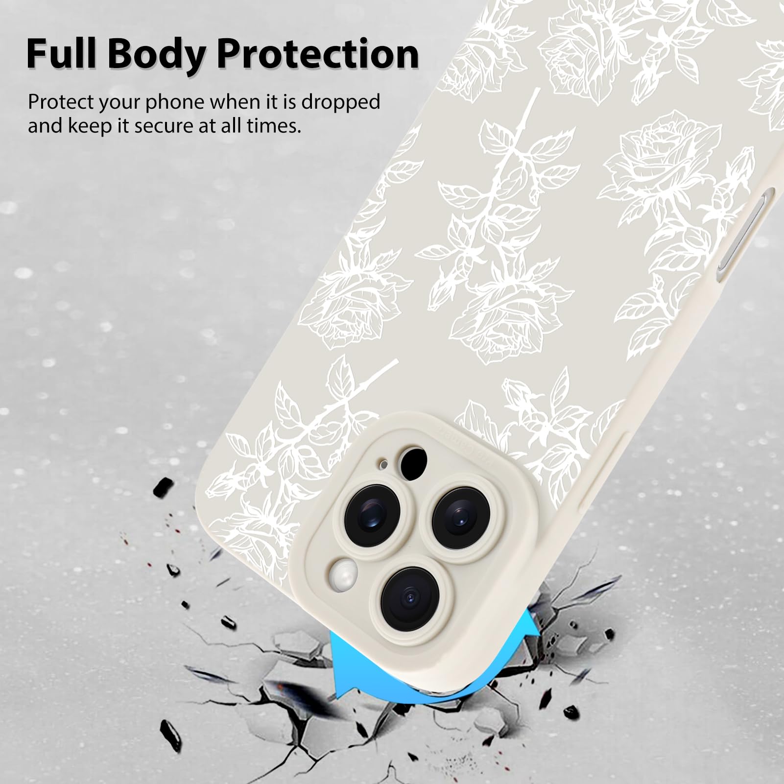 Foto 3 pulgar | Funda De Teléfono Mzelq Para Iphone 16 Pro Max De Silicona Con Estampado Floral Blanco - Venta Internacional.