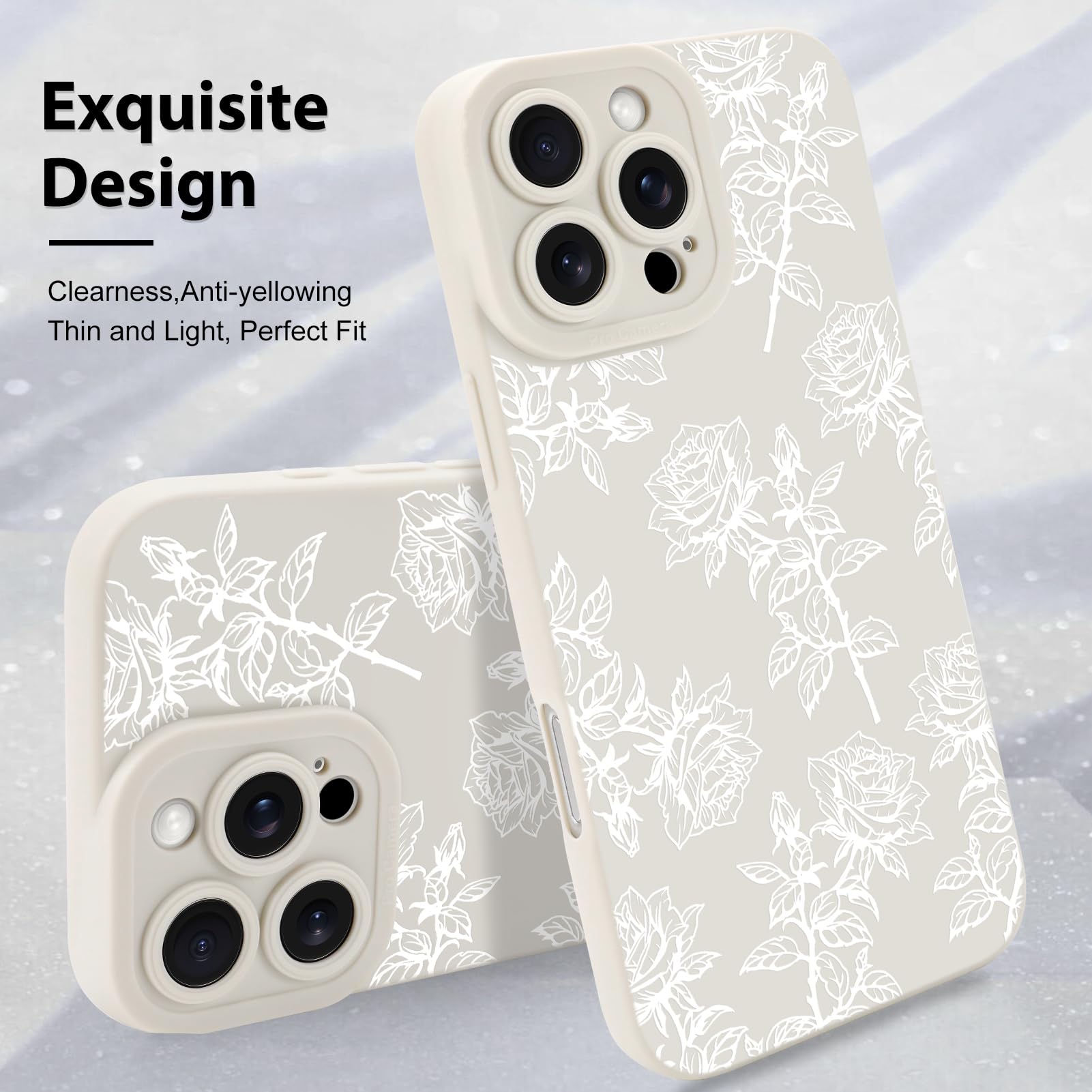 Foto 4 pulgar | Funda De Teléfono Mzelq Para Iphone 16 Pro Max De Silicona Con Estampado Floral Blanco - Venta Internacional.