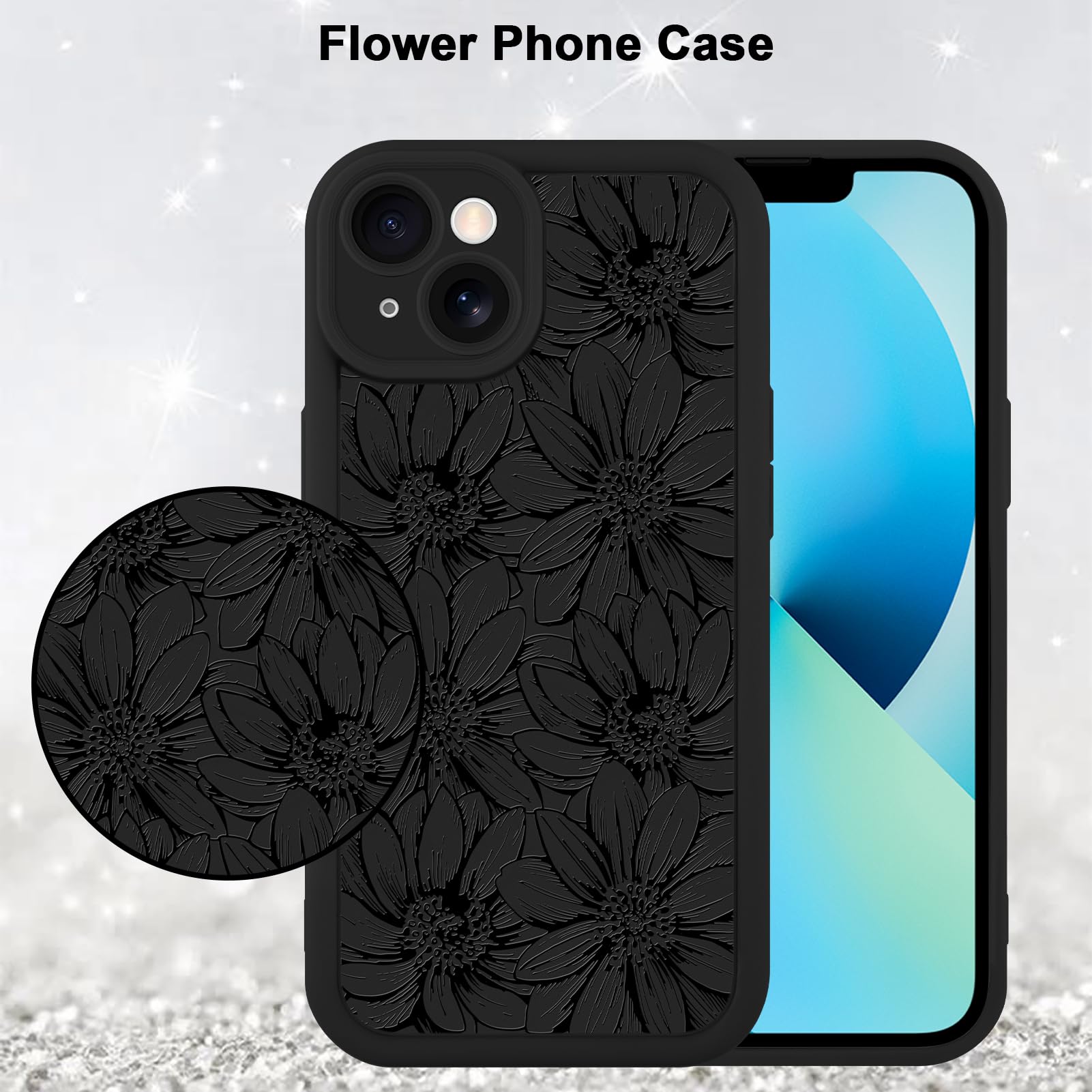 Foto 6 pulgar | Funda De Teléfono Mzelq Para Iphone 13 De Silicona Con Estampado De Girasoles - Venta Internacional.