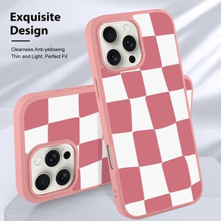 Foto 3 | Funda De Teléfono Kanghar Para Iphone 16 Pro, Estética A Cuadros, Rosa - Venta Internacional.