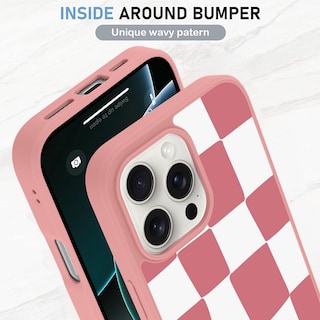 Foto 4 | Funda De Teléfono Kanghar Para Iphone 16 Pro, Estética A Cuadros, Rosa - Venta Internacional.