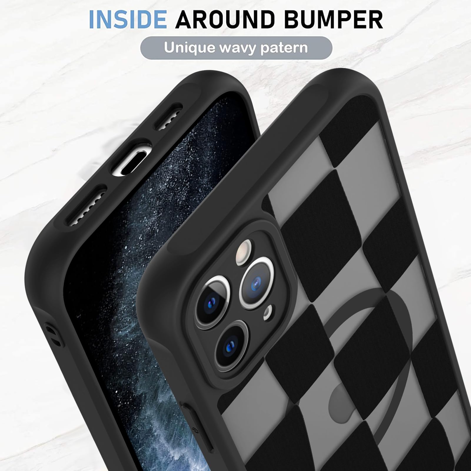 Foto 5 pulgar | Funda De Teléfono Kanghar Con Estética Mate A Cuadros Para Iphone 11 Pro Max - Venta Internacional.