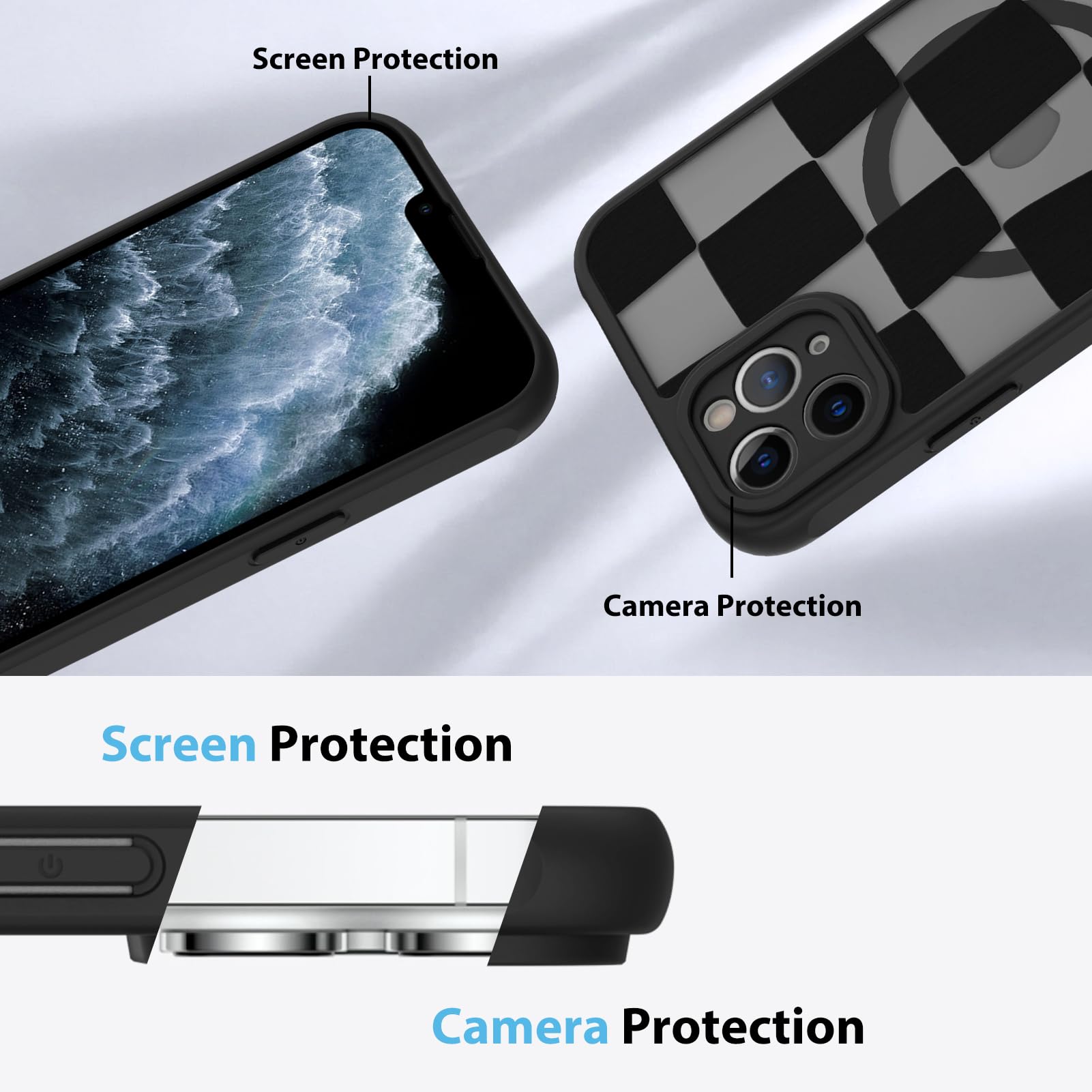 Foto 6 pulgar | Funda De Teléfono Kanghar Con Estética Mate A Cuadros Para Iphone 11 Pro Max - Venta Internacional.