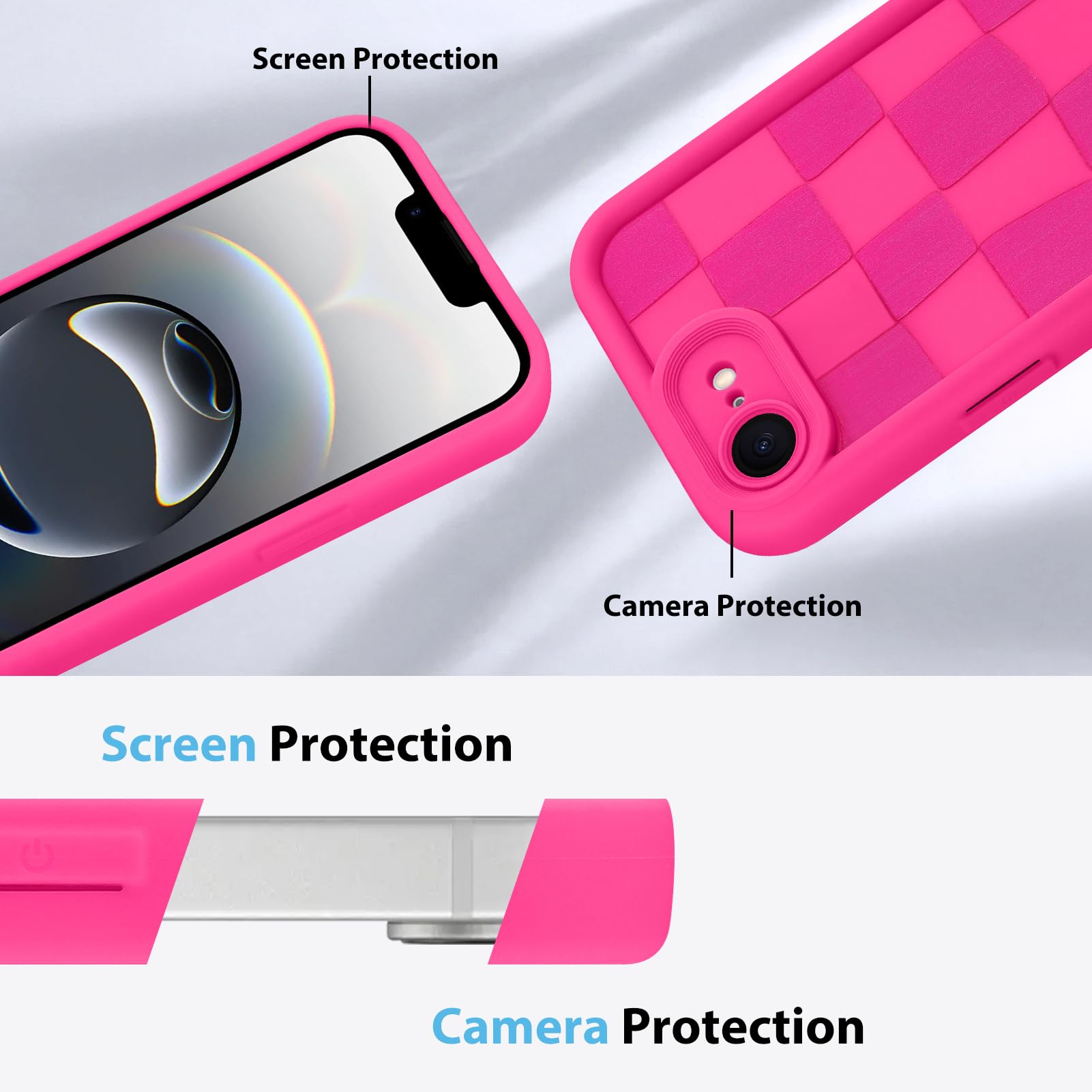 Foto 6 pulgar | Funda De Teléfono Kanghar Compatible Con Iphone 16e De Silicona, Color Rosa Intenso - Venta Internacional.