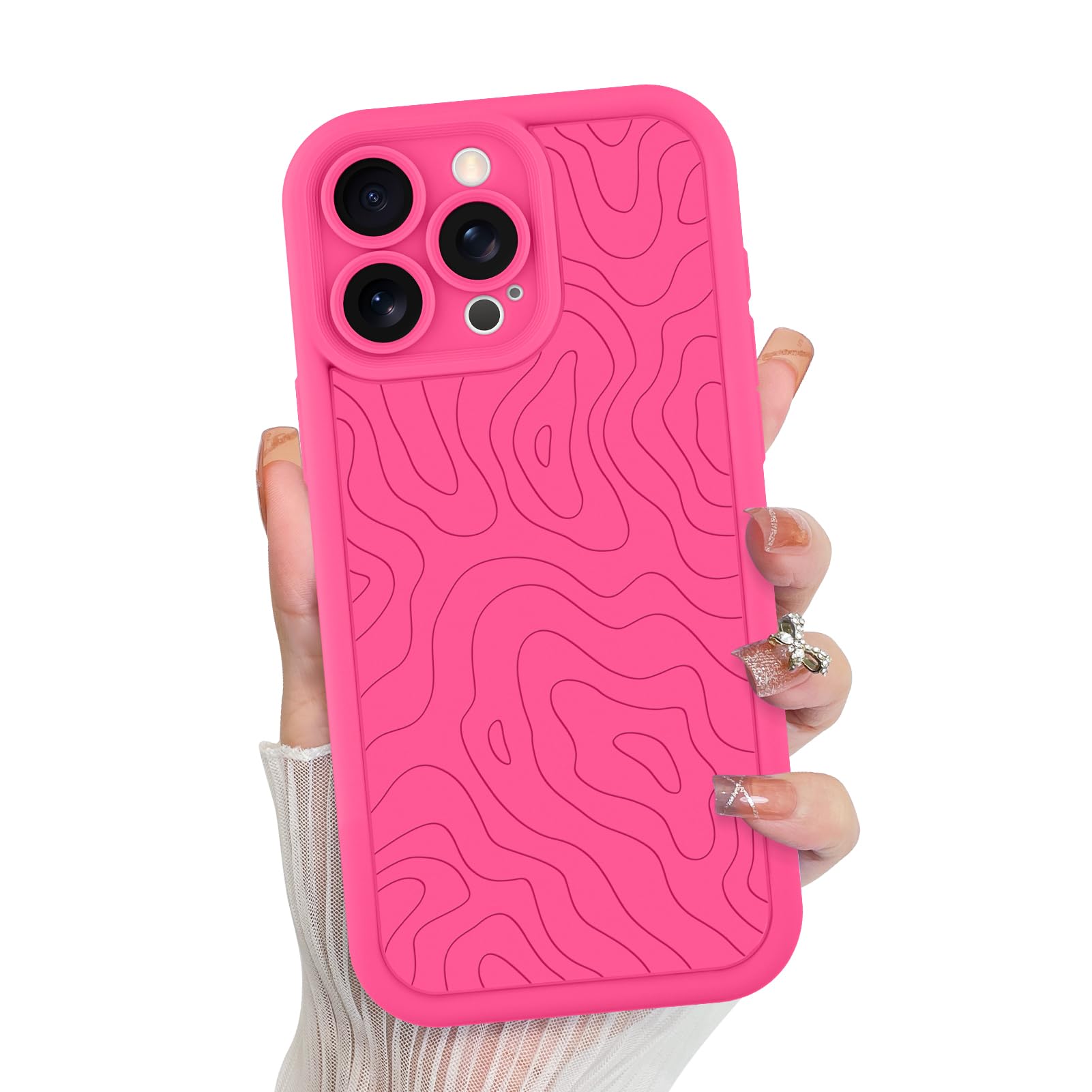 Foto 2 pulgar | Funda De Teléfono Mzelq Para Iphone 15 Pro Max De Silicona, Color Rosa Intenso - Venta Internacional.