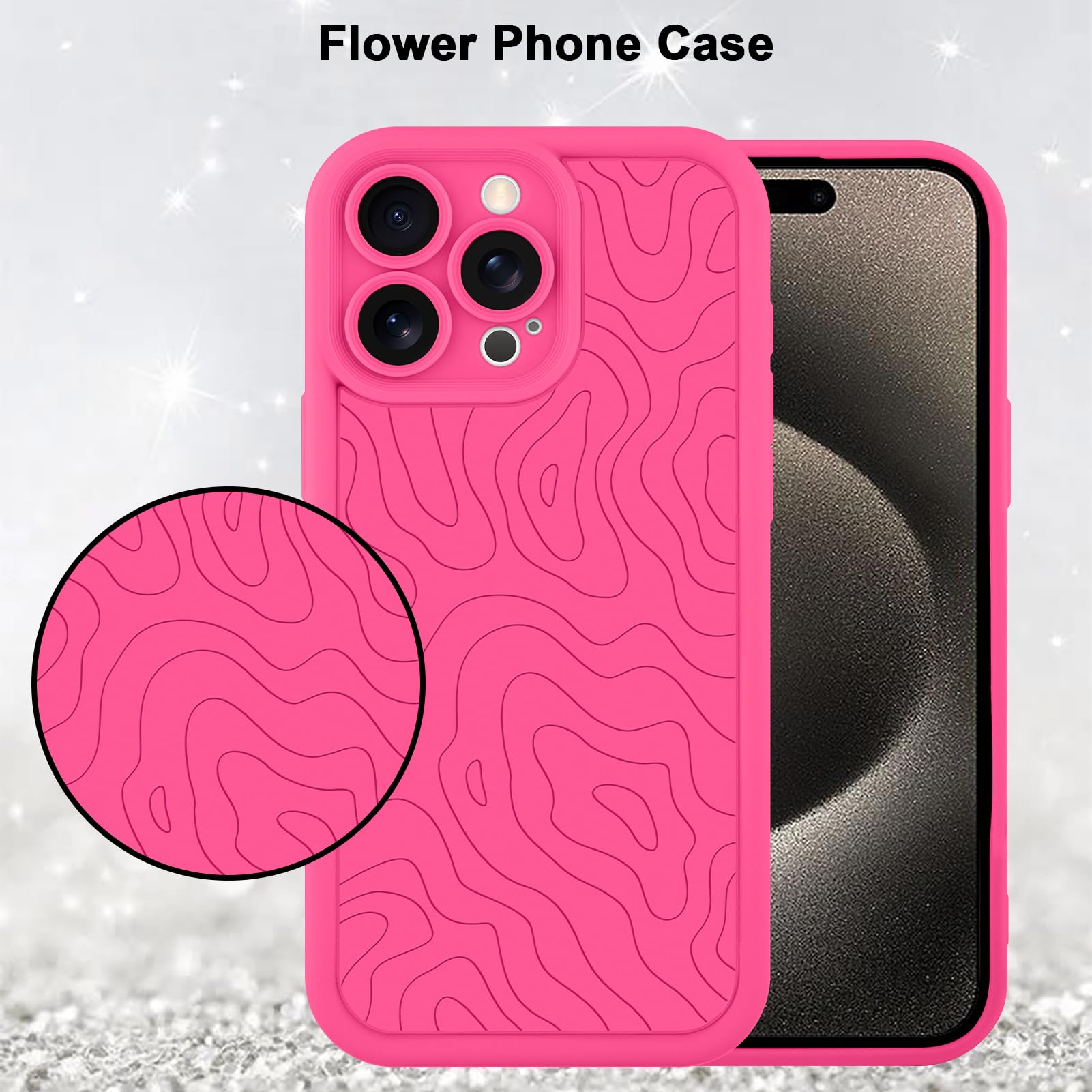 Foto 6 pulgar | Funda De Teléfono Mzelq Para Iphone 15 Pro Max De Silicona, Color Rosa Intenso - Venta Internacional.
