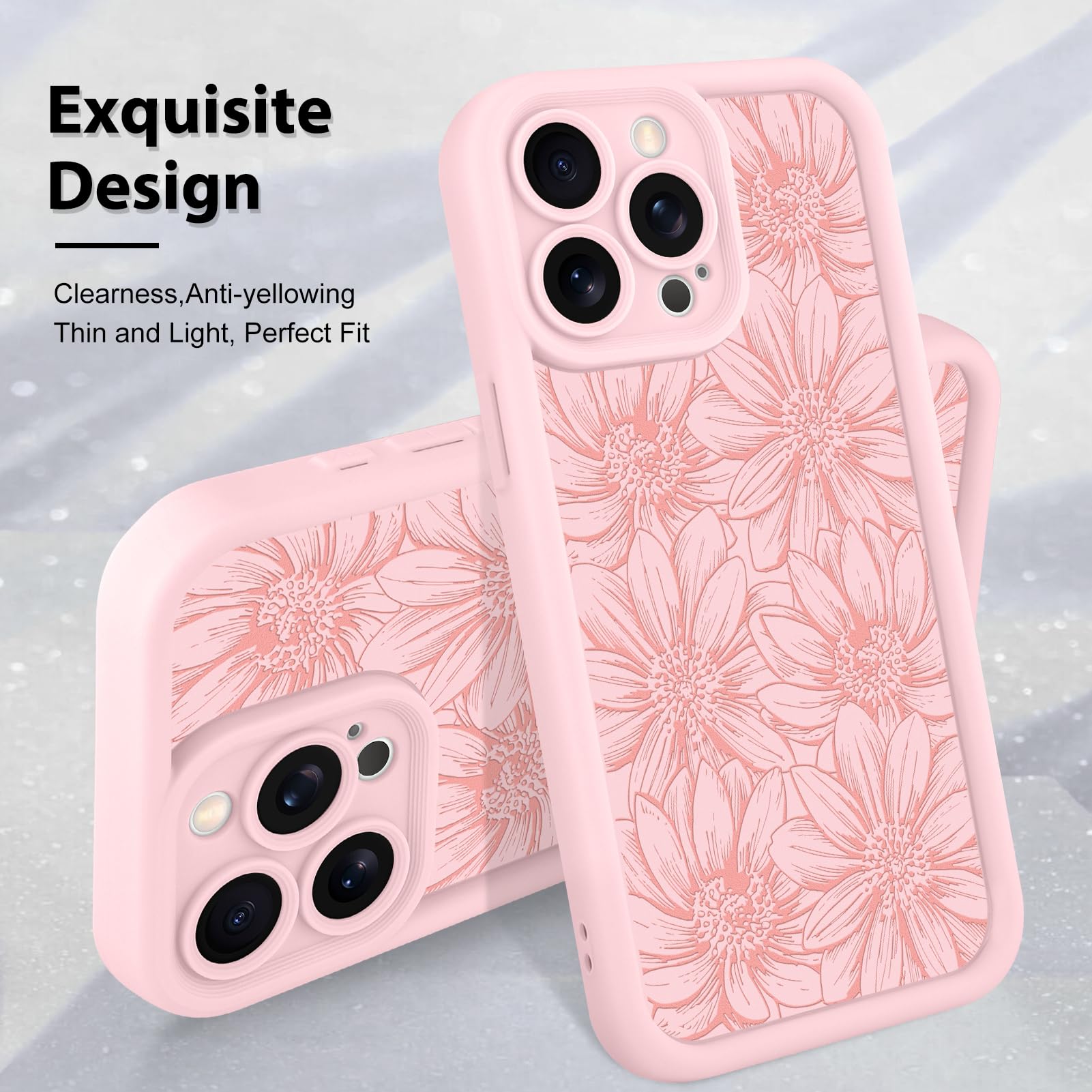Foto 4 pulgar | Funda De Teléfono Mzelq De Silicona Con Diseño Floral De Girasol Para Iphone 15 Pro Max - Venta Internacional.