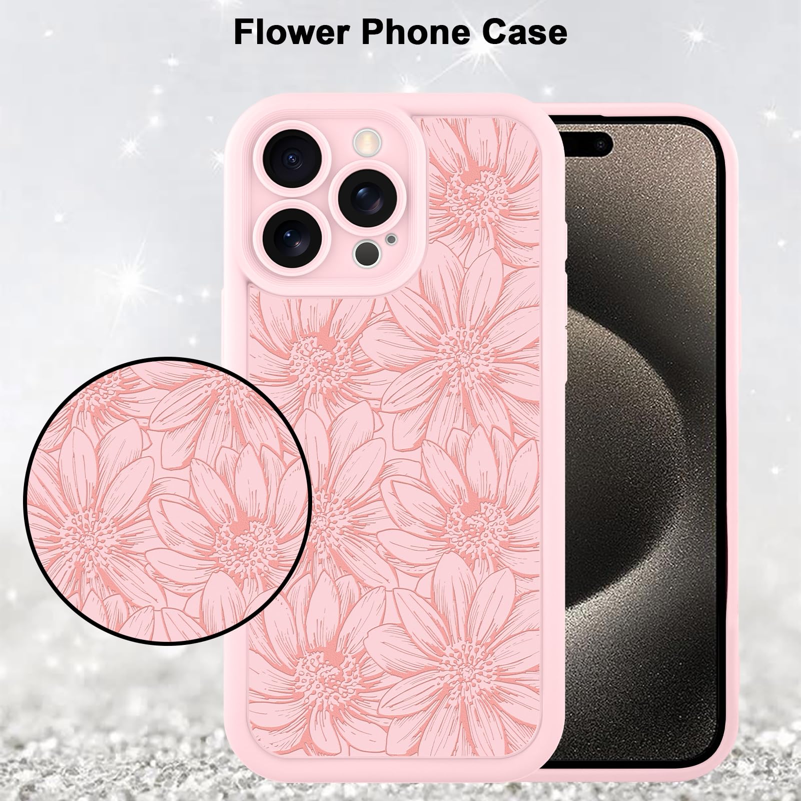 Foto 6 pulgar | Funda De Teléfono Mzelq De Silicona Con Diseño Floral De Girasol Para Iphone 15 Pro Max - Venta Internacional.
