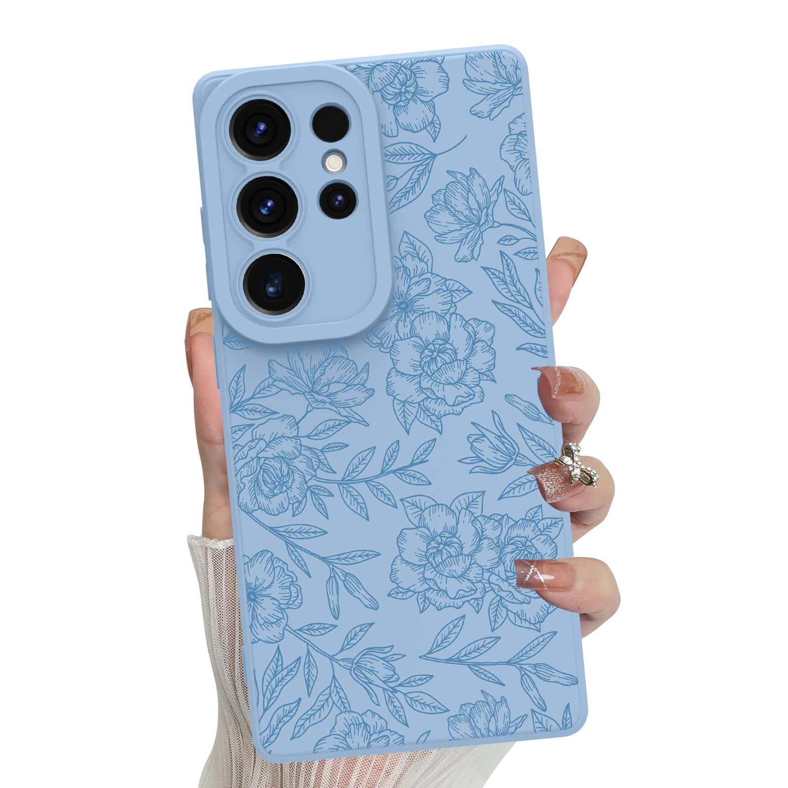 Foto 2 pulgar | Funda De Teléfono Mzelq Con Flores Florales De Silicona Para Samsung S25 Ultra - Venta Internacional.