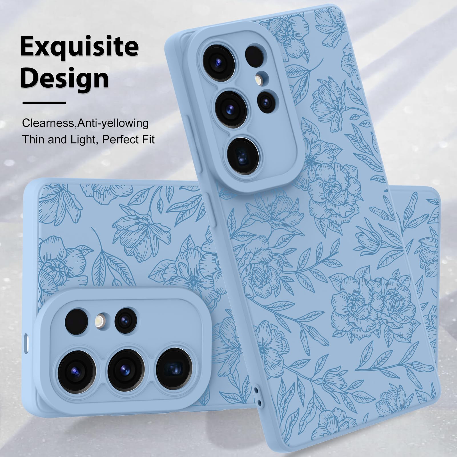 Foto 4 pulgar | Funda De Teléfono Mzelq Con Flores Florales De Silicona Para Samsung S25 Ultra - Venta Internacional.