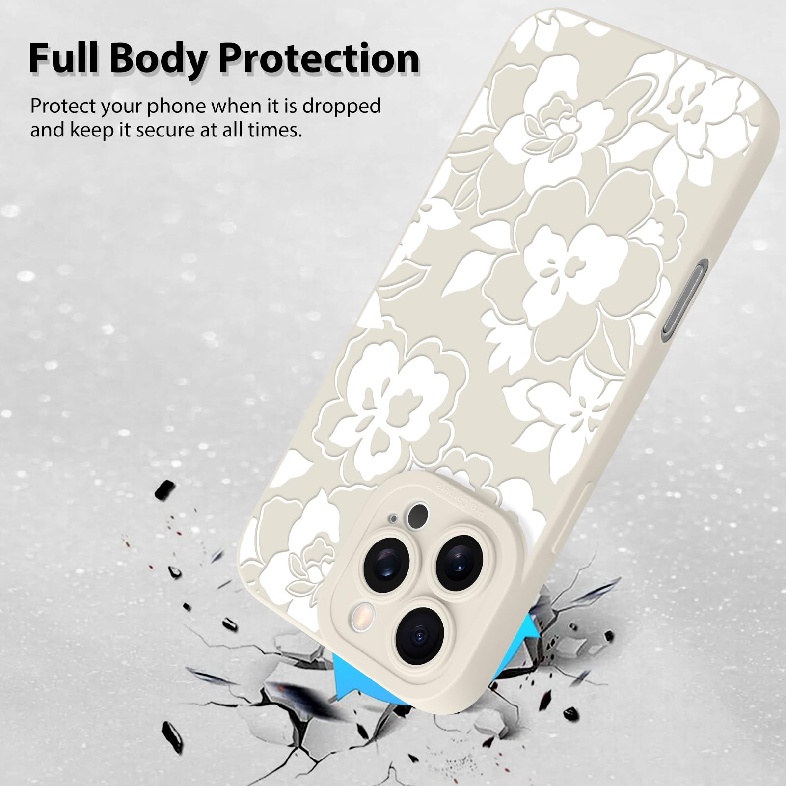 Foto 3 pulgar | Funda De Teléfono Mzelq Para Iphone 16 Pro, Silicona, Rosa Y Floral, Blanca - Venta Internacional.
