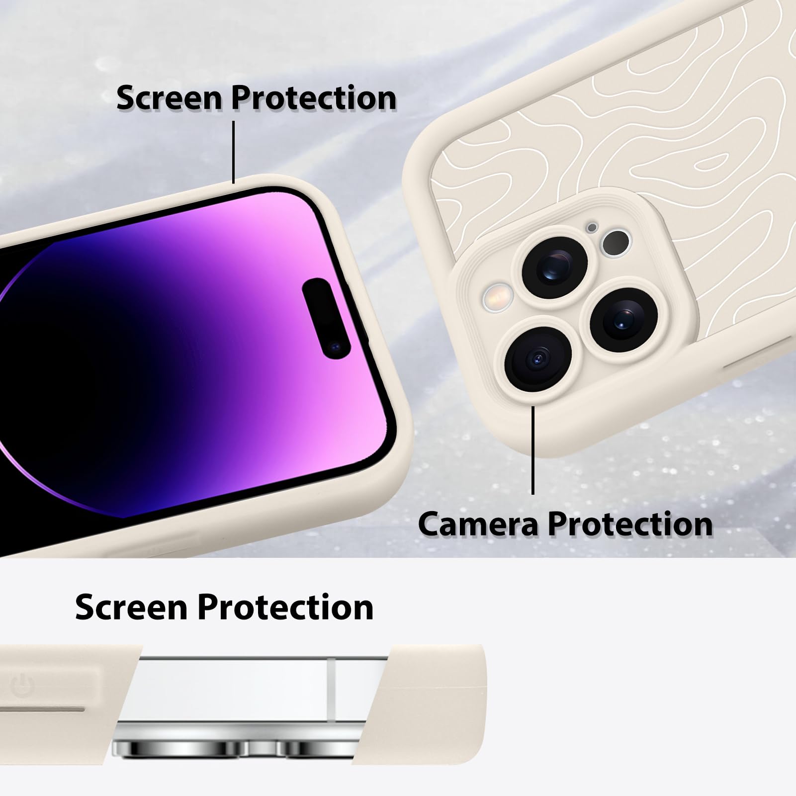 Foto 5 pulgar | Funda De Teléfono Mzelq Para Iphone 14 Pro Max Silicone Wave Ripple - Venta Internacional.