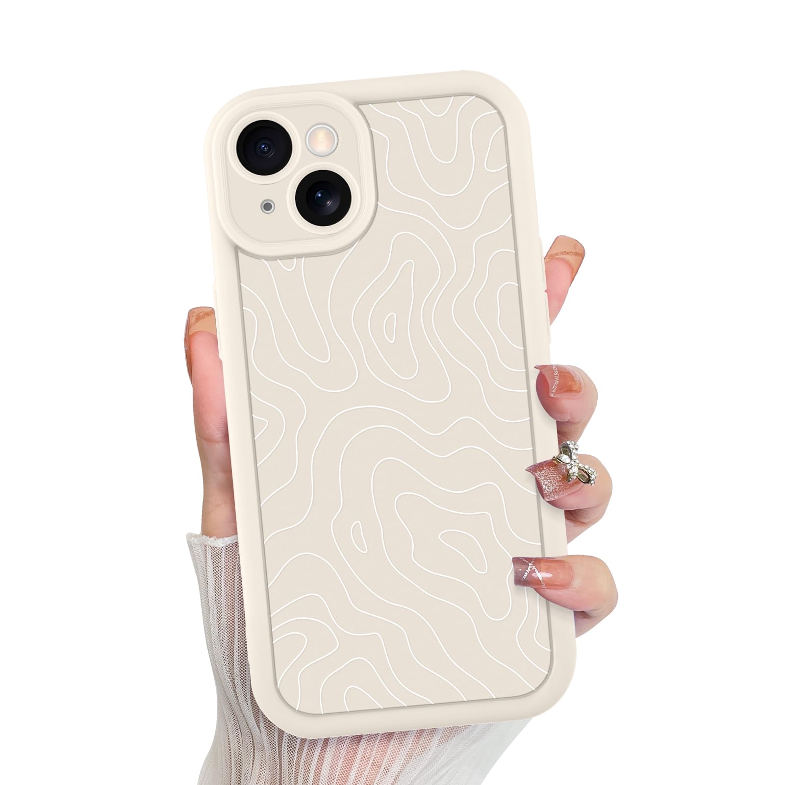 Funda De Teléfono Mzelq Para Iphone 15 Silicone Wave Ripple White - Venta Internacional.