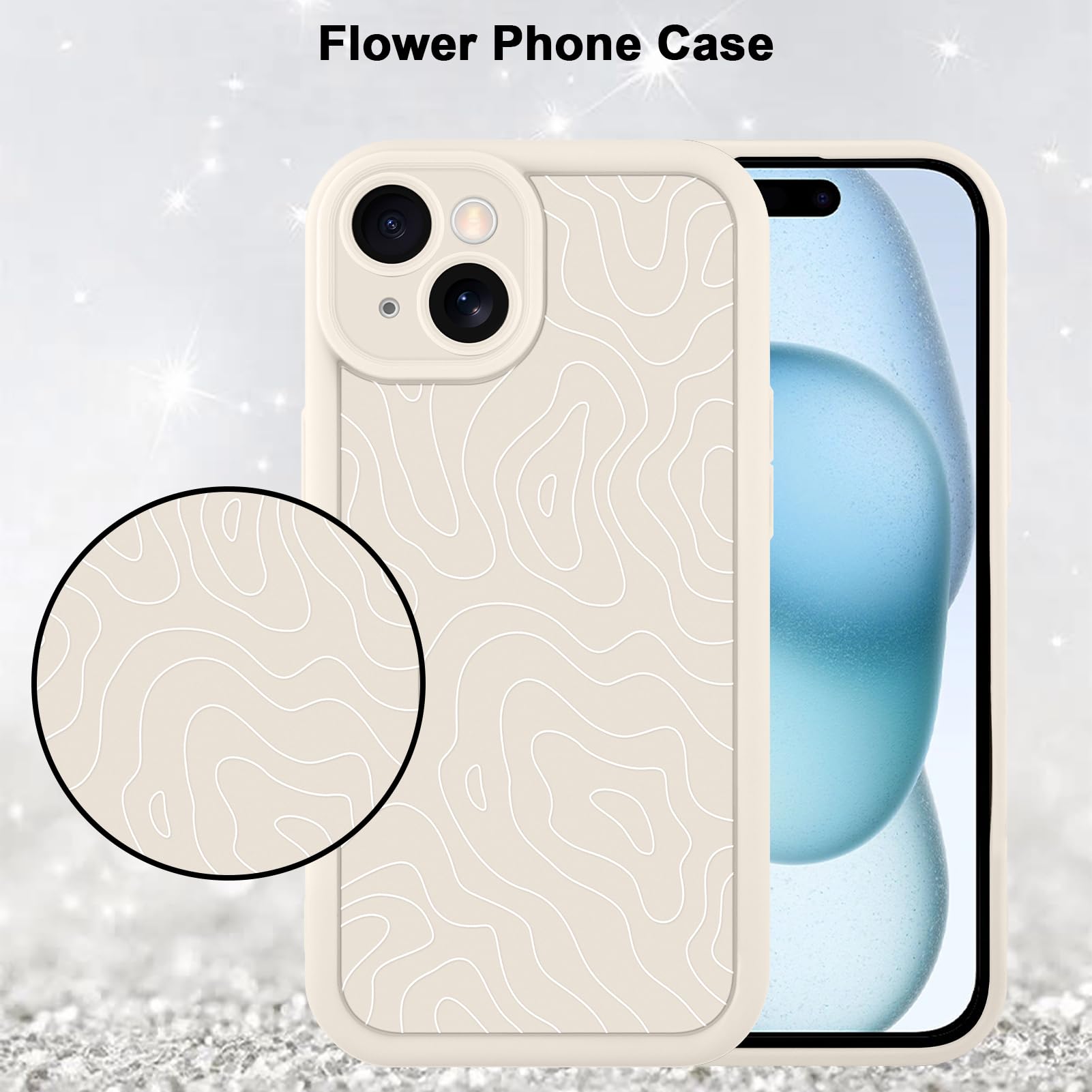 Foto 6 pulgar | Funda De Teléfono Mzelq Para Iphone 15 Silicone Wave Ripple White - Venta Internacional.