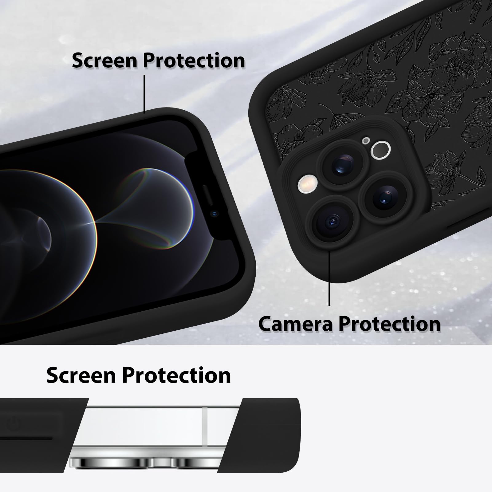 Foto 5 pulgar | Funda De Teléfono Mzelq Para Iphone 12 Pro Con Flores Florales De Silicona - Venta Internacional.