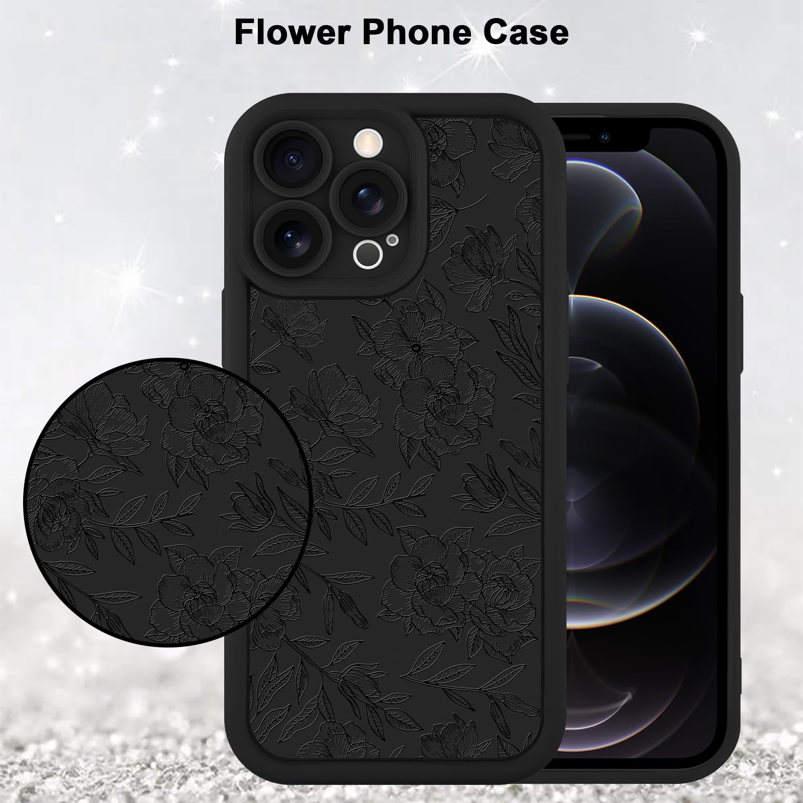 Foto 6 pulgar | Funda De Teléfono Mzelq Para Iphone 12 Pro Con Flores Florales De Silicona - Venta Internacional.