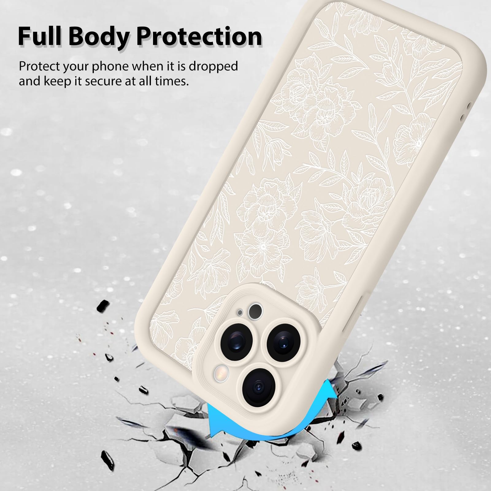 Foto 3 pulgar | Funda De Teléfono Mzelq Para Iphone 15 Pro Max De Silicona Con Estampado Floral Blanco - Venta Internacional.