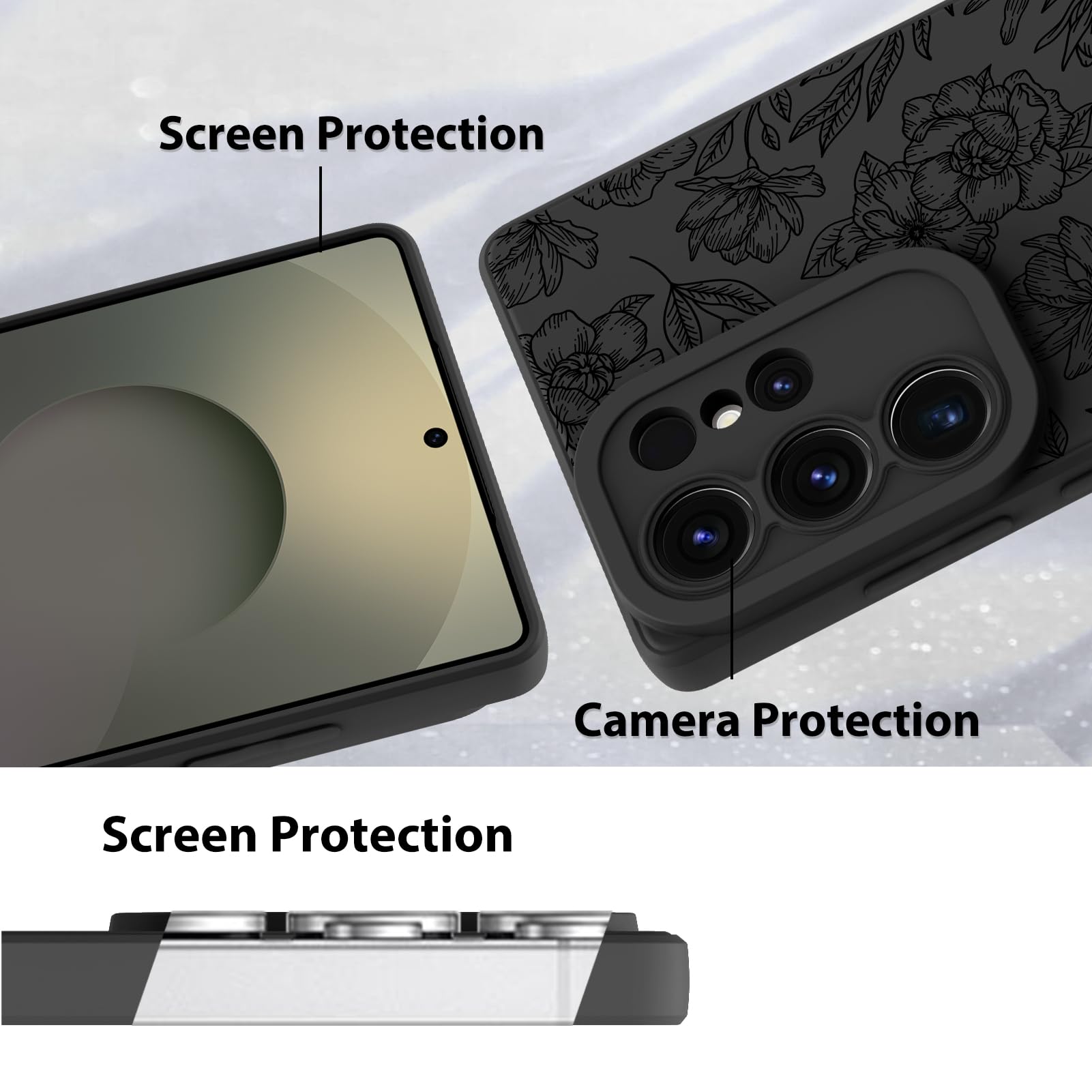 Foto 5 pulgar | Funda De Teléfono Mzelq Con Estampado Floral De Silicona Para Samsung Galaxy S25 Ultra - Venta Internacional.