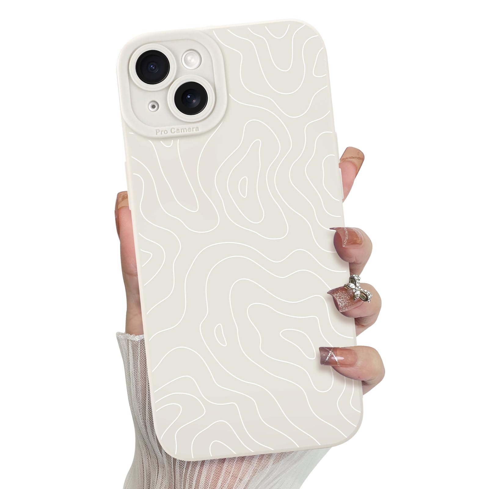 Funda De Teléfono Mzelq Para Iphone 14 Silicone Wave Ripple White - Venta Internacional.