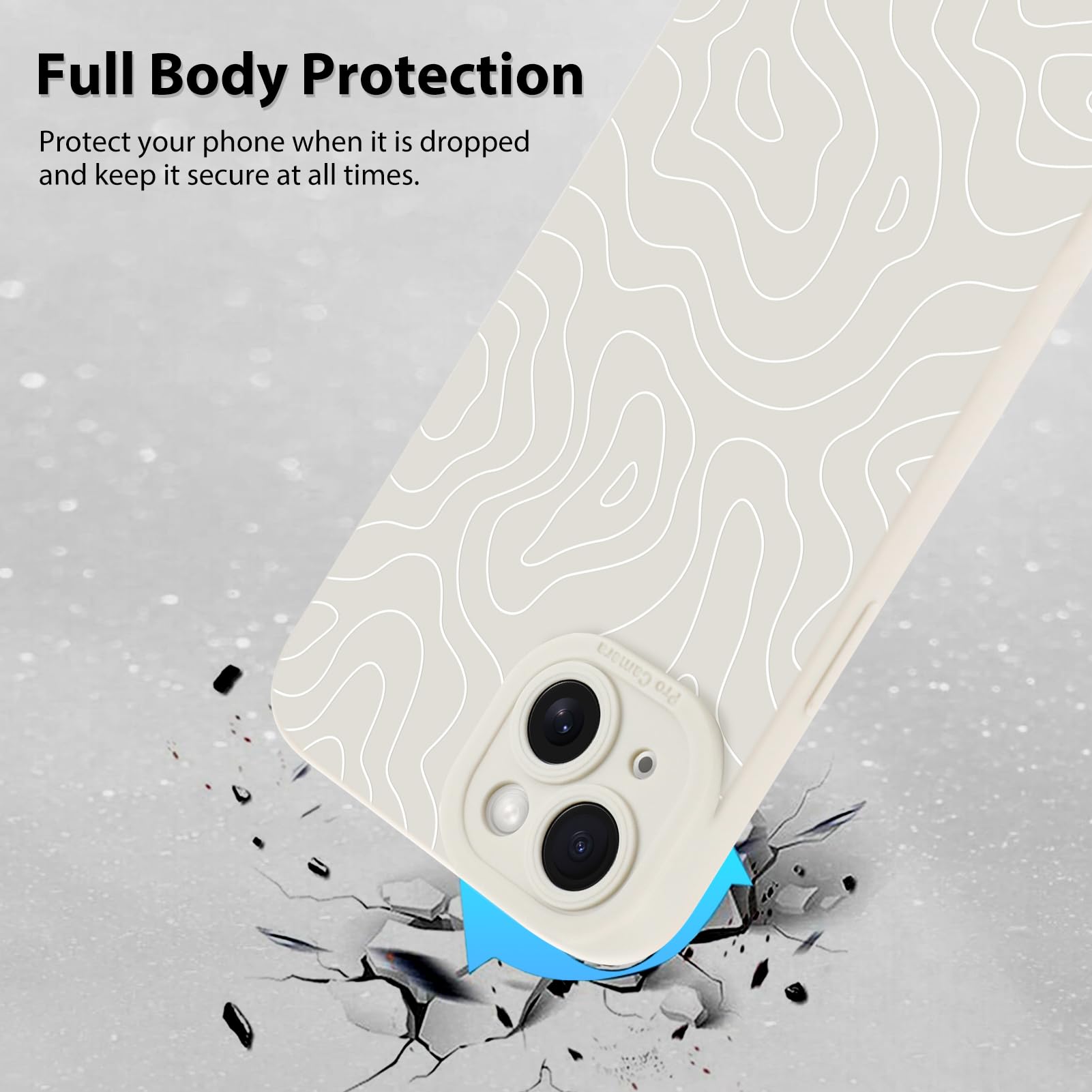 Foto 3 pulgar | Funda De Teléfono Mzelq Para Iphone 14 Silicone Wave Ripple White - Venta Internacional.