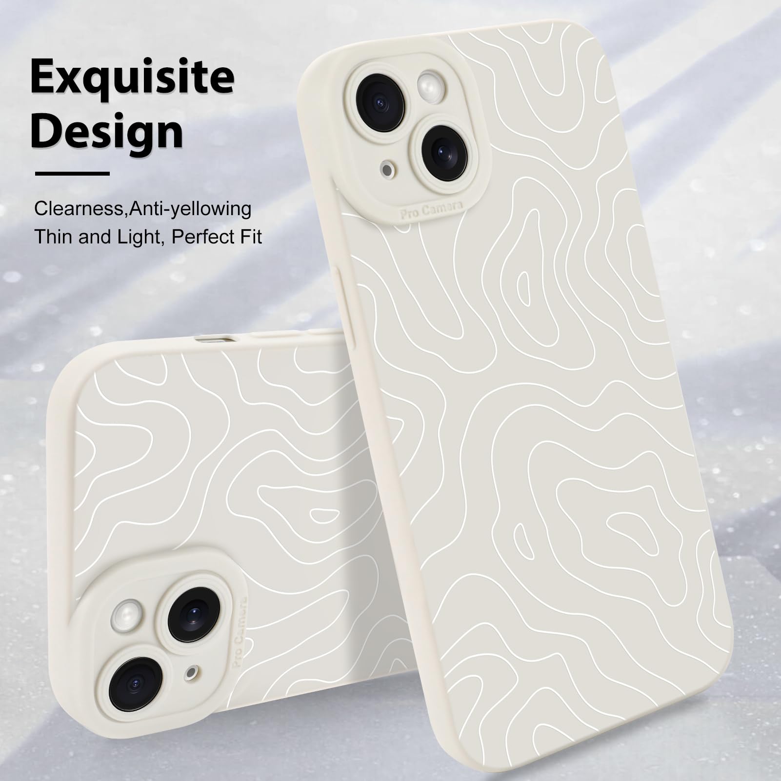 Foto 4 pulgar | Funda De Teléfono Mzelq Para Iphone 14 Silicone Wave Ripple White - Venta Internacional.