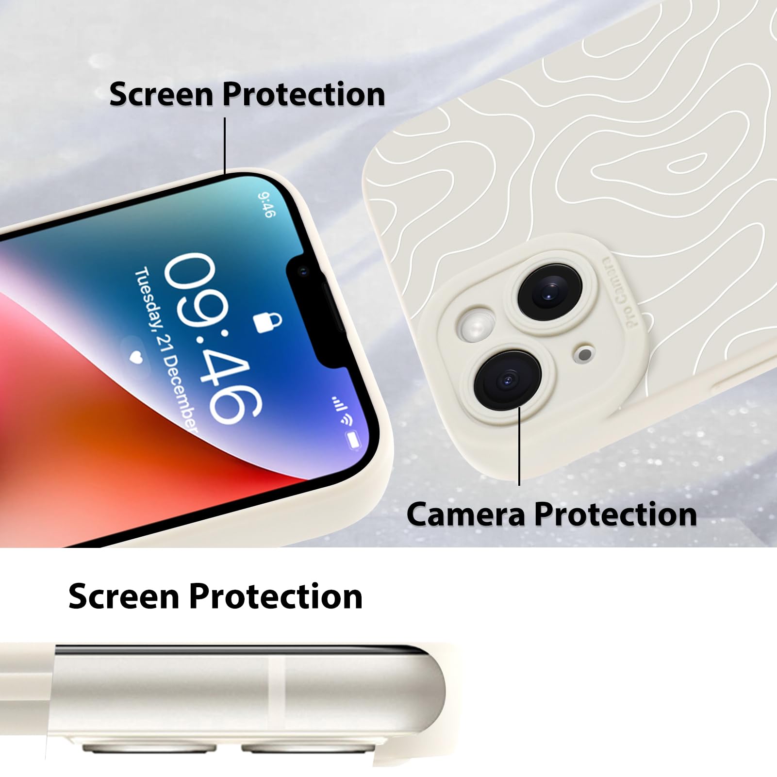 Foto 5 pulgar | Funda De Teléfono Mzelq Para Iphone 14 Silicone Wave Ripple White - Venta Internacional.