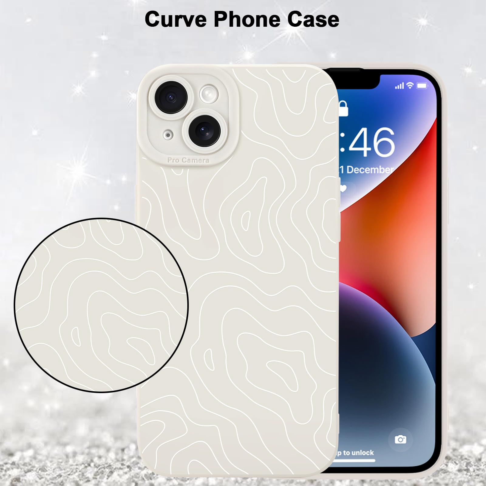Foto 6 pulgar | Funda De Teléfono Mzelq Para Iphone 14 Silicone Wave Ripple White - Venta Internacional.