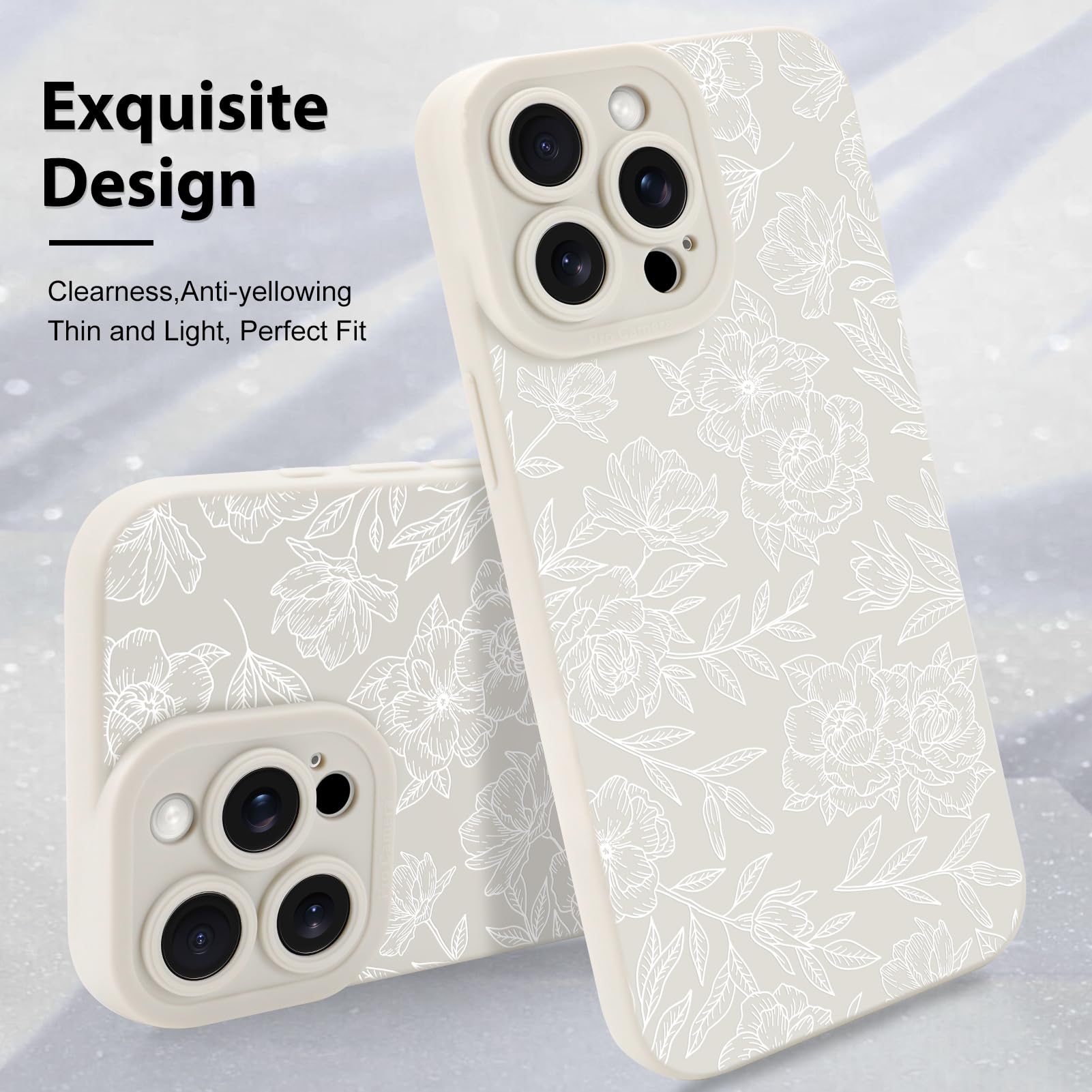 Foto 4 pulgar | Funda De Teléfono Mzelq Para Iphone 15 Pro Max De Silicona Con Estampado Floral Blanco - Venta Internacional.