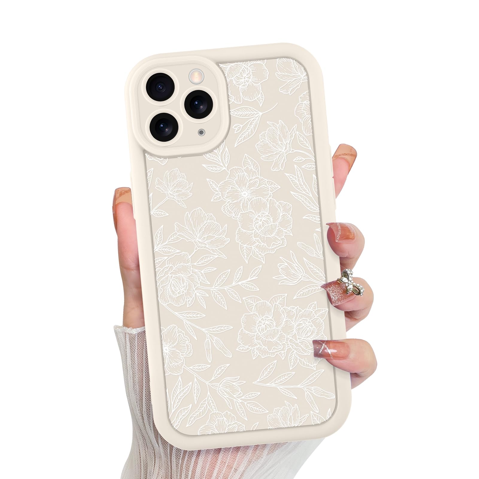 Foto 2 pulgar | Funda De Teléfono Mzelq Para Iphone 11 Pro Max De Silicona Con Estampado Floral Blanco - Venta Internacional.