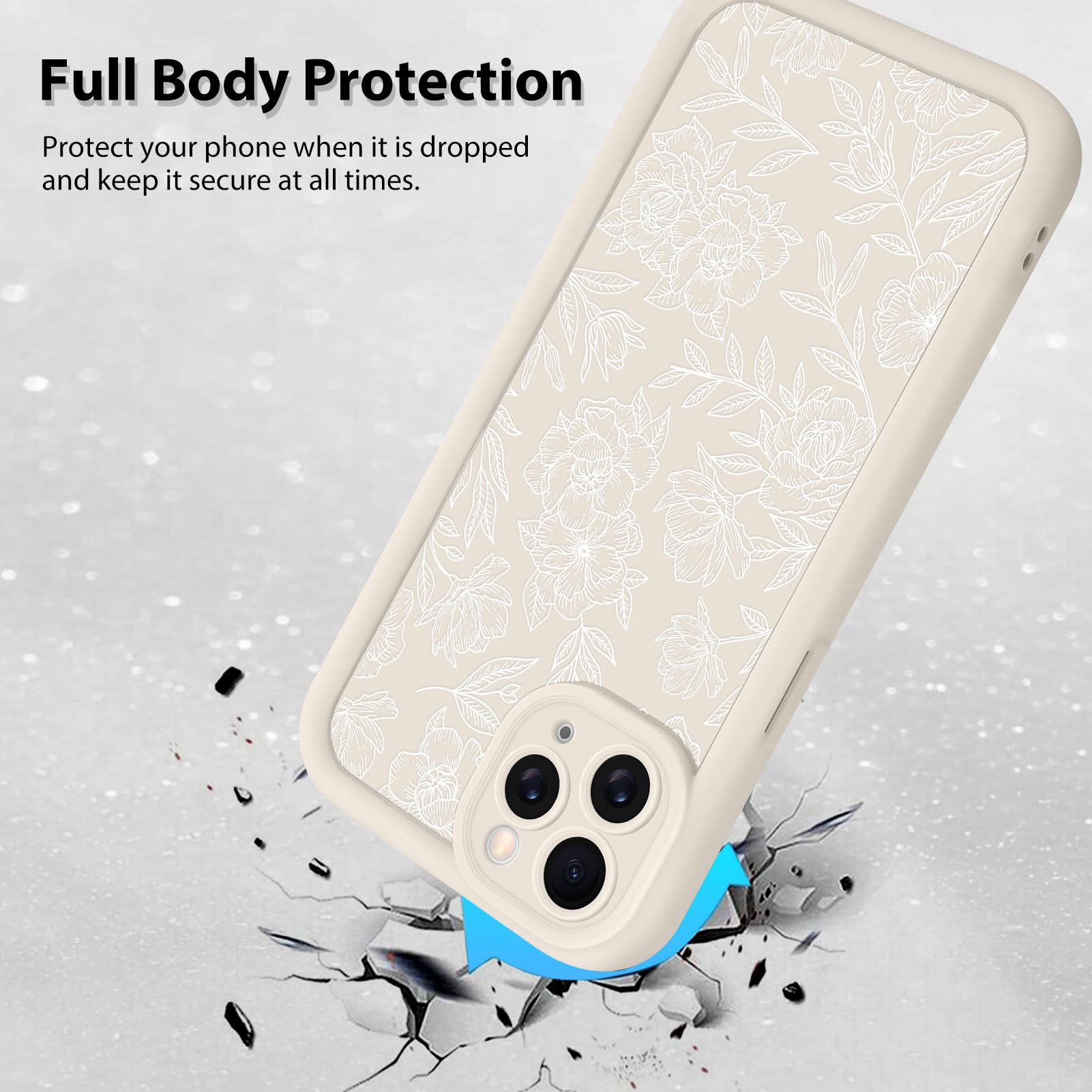 Foto 3 pulgar | Funda De Teléfono Mzelq Para Iphone 11 Pro Max De Silicona Con Estampado Floral Blanco - Venta Internacional.