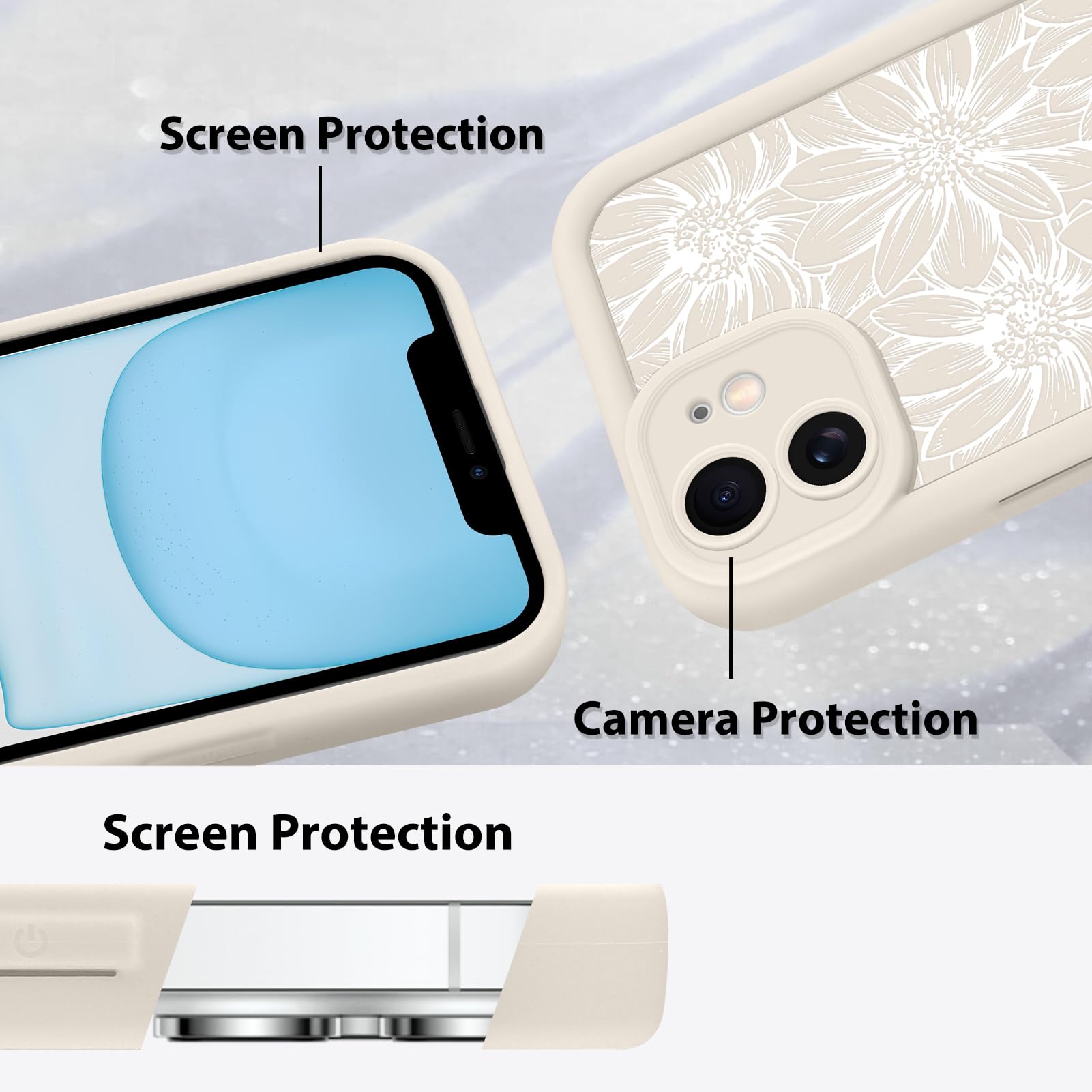 Foto 5 pulgar | Funda De Teléfono Mzelq Para Iphone 11 De Silicona Con Diseño Floral De Girasol - Venta Internacional.