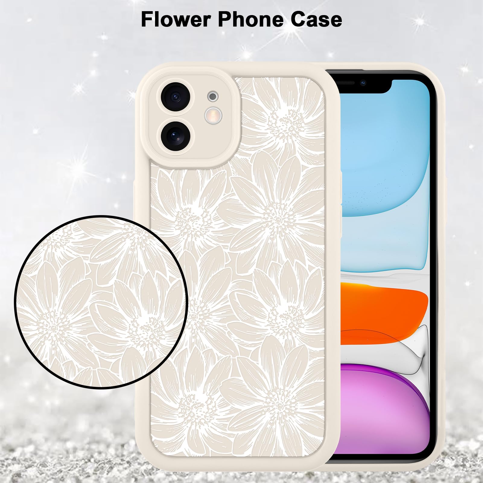 Foto 6 pulgar | Funda De Teléfono Mzelq Para Iphone 11 De Silicona Con Diseño Floral De Girasol - Venta Internacional.