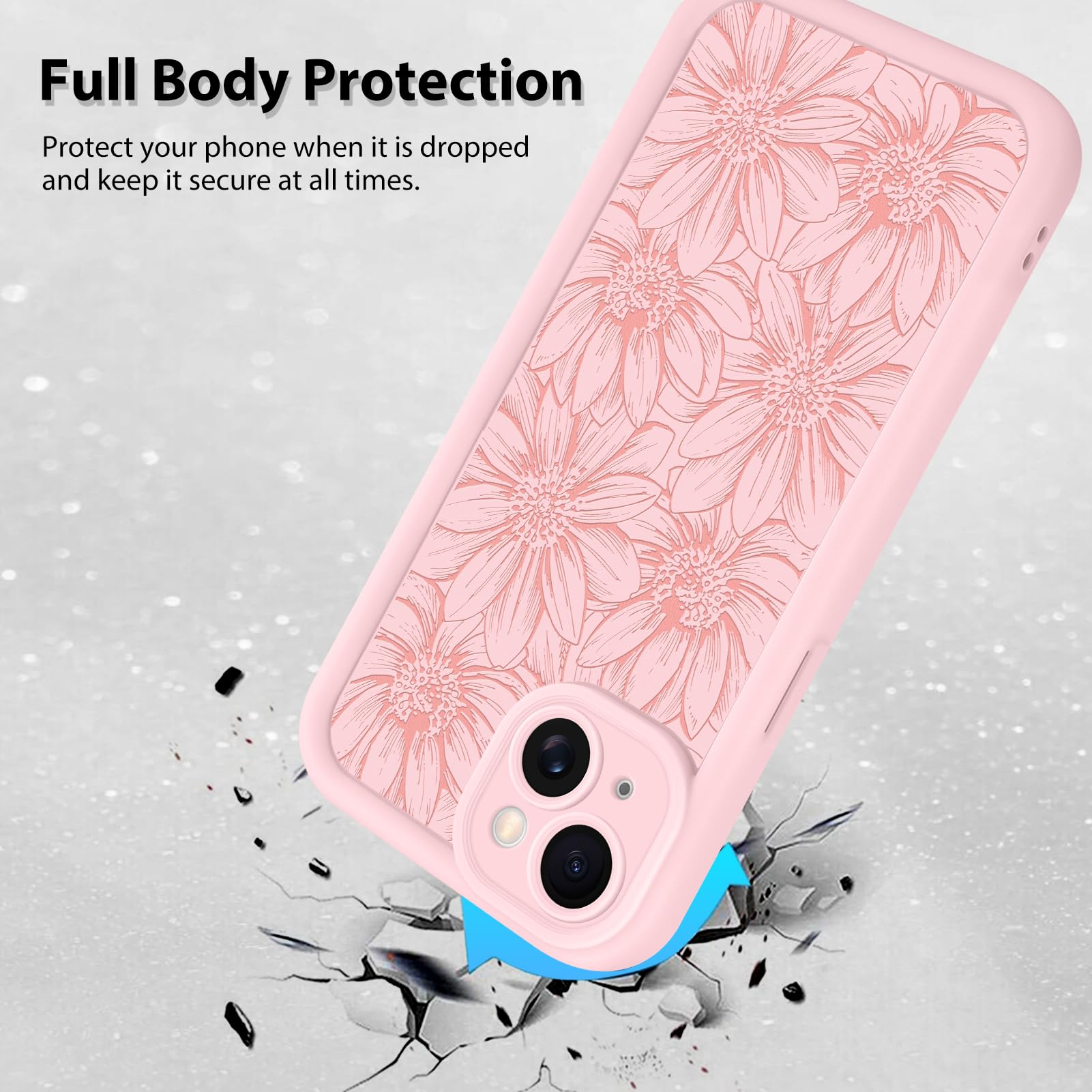 Foto 2 | Funda De Teléfono Mzelq Para Iphone 15 De Silicona, Color Rosa Girasol - Venta Internacional.