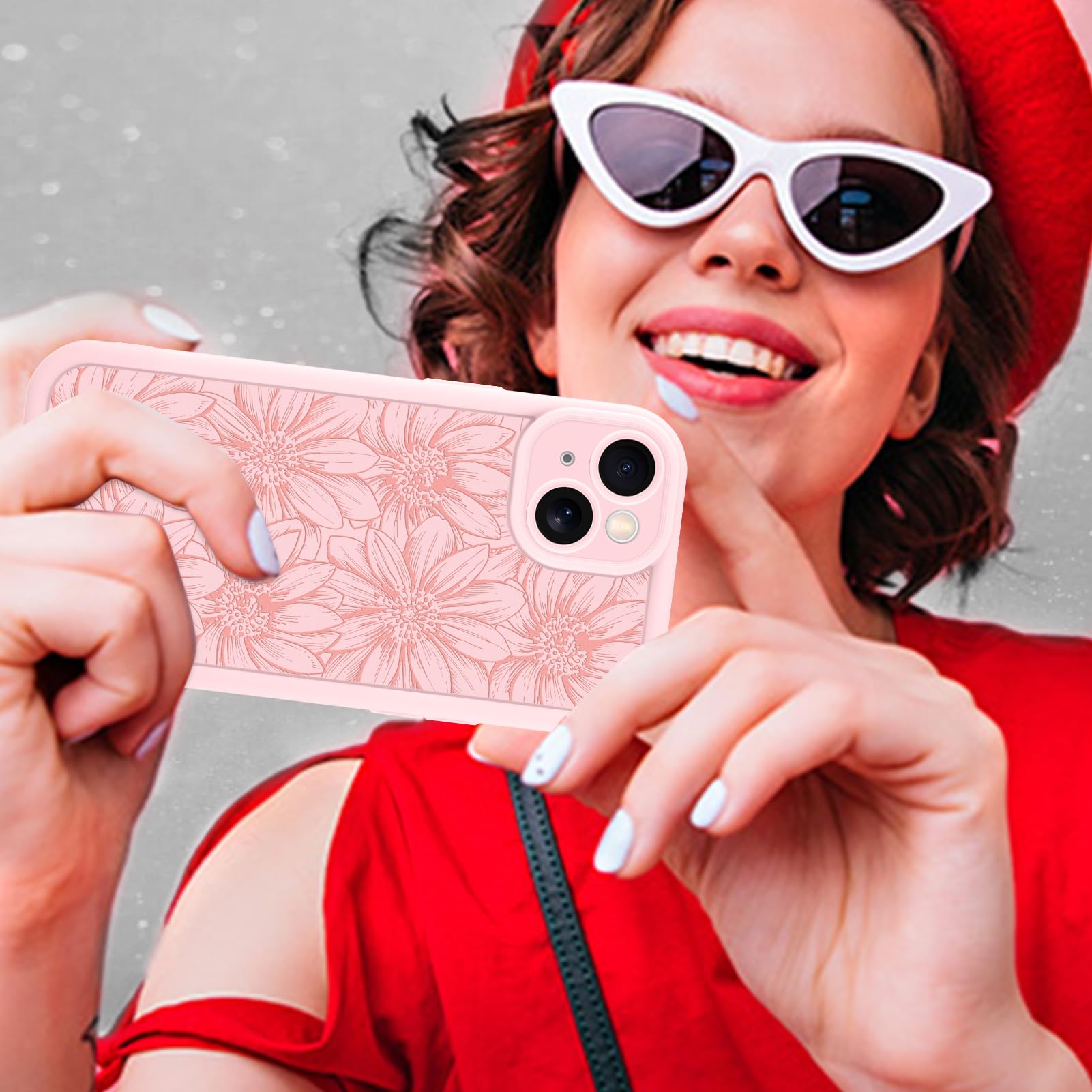 Foto 7 pulgar | Funda De Teléfono Mzelq Para Iphone 15 De Silicona, Color Rosa Girasol - Venta Internacional.