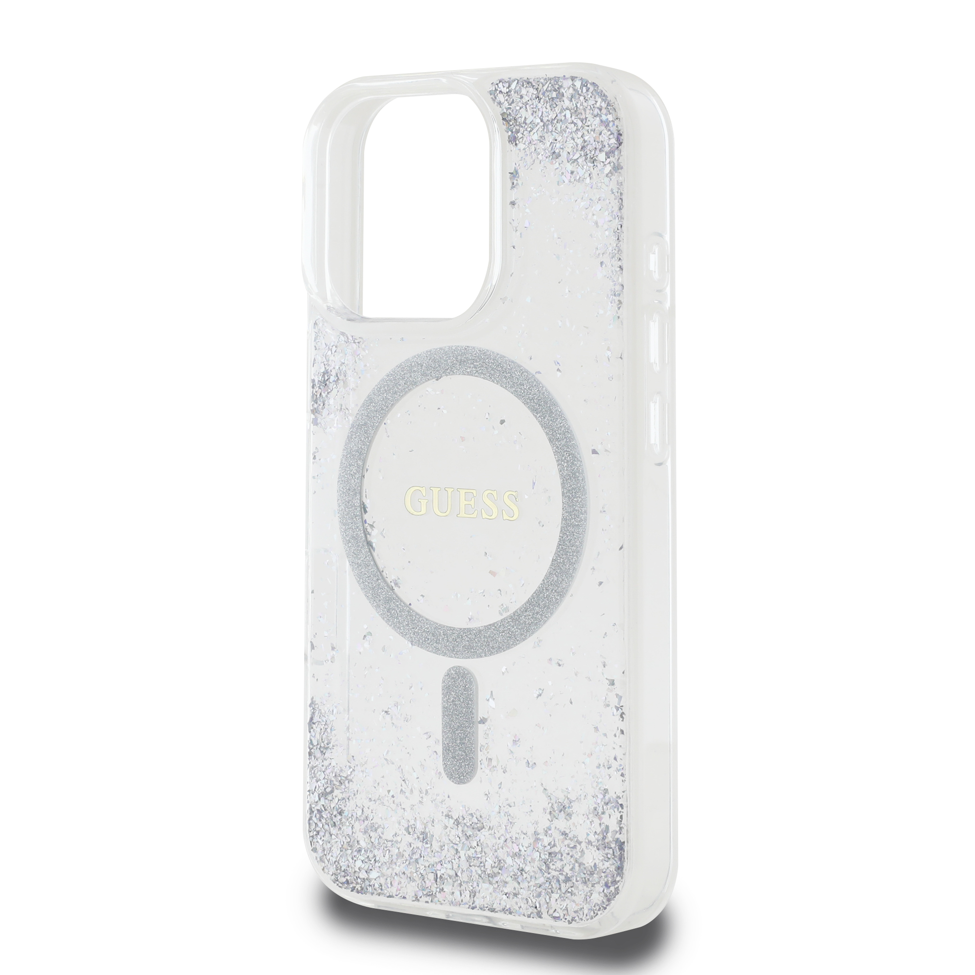 Foto 7 pulgar | Funda Original Guess Brillantina Magsafe Para Iphone 16 Pro Max - Plata