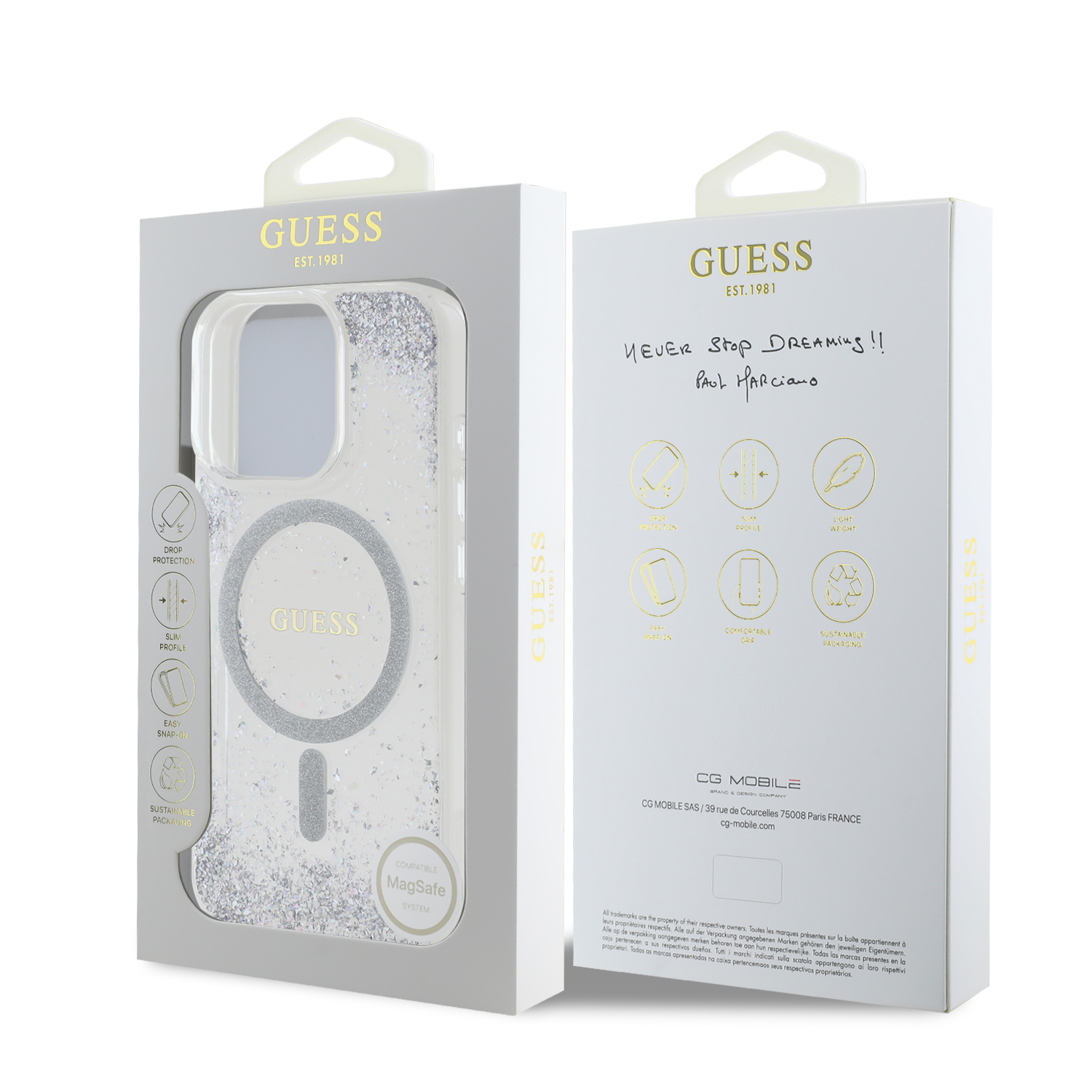 Foto 9 pulgar | Funda Original Guess Brillantina Magsafe Para Iphone 16 Pro Max - Plata