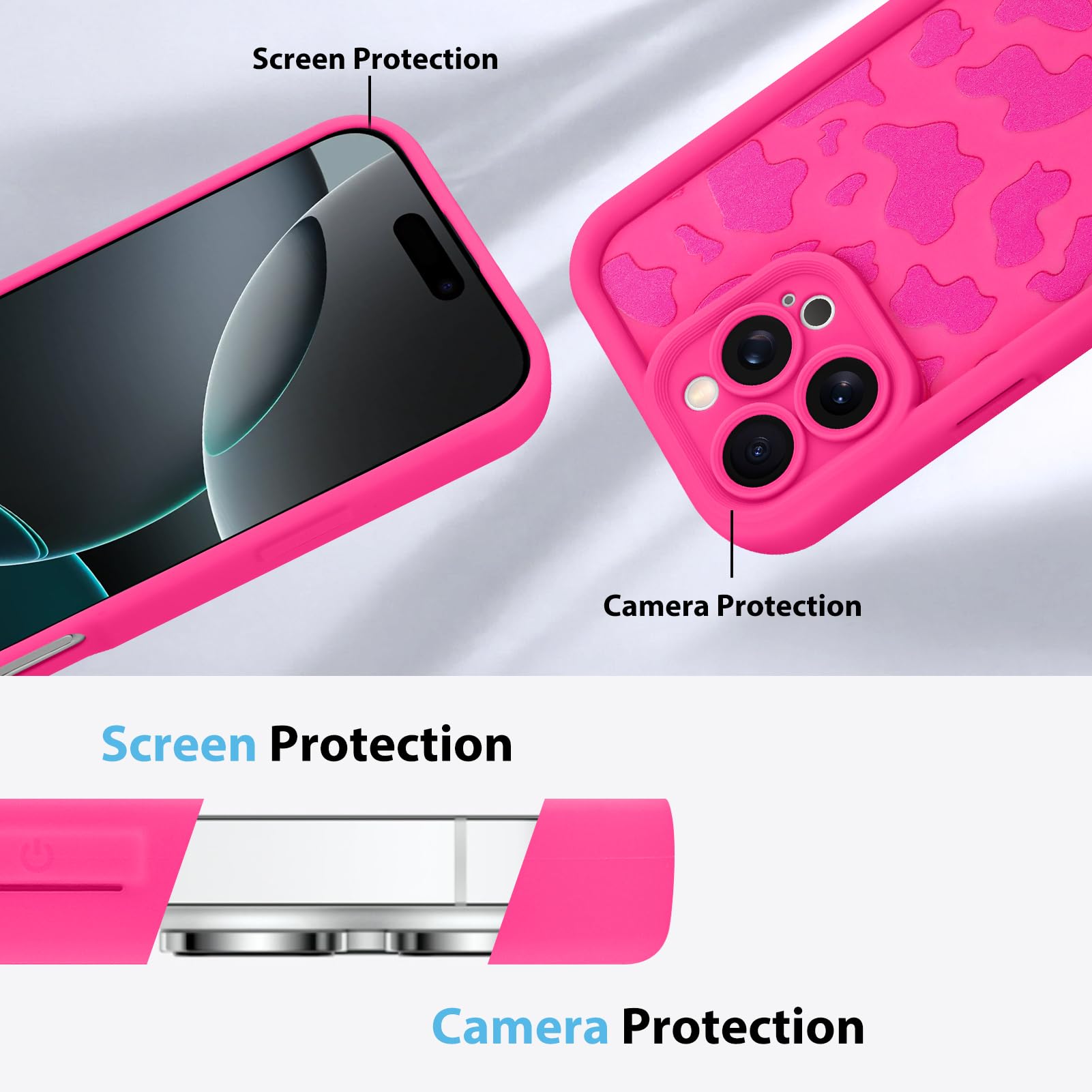 Foto 6 pulgar | Funda De Teléfono Kanghar Compatible Con Iphone 16 Pro Max, Color Rosa Intenso - Venta Internacional.