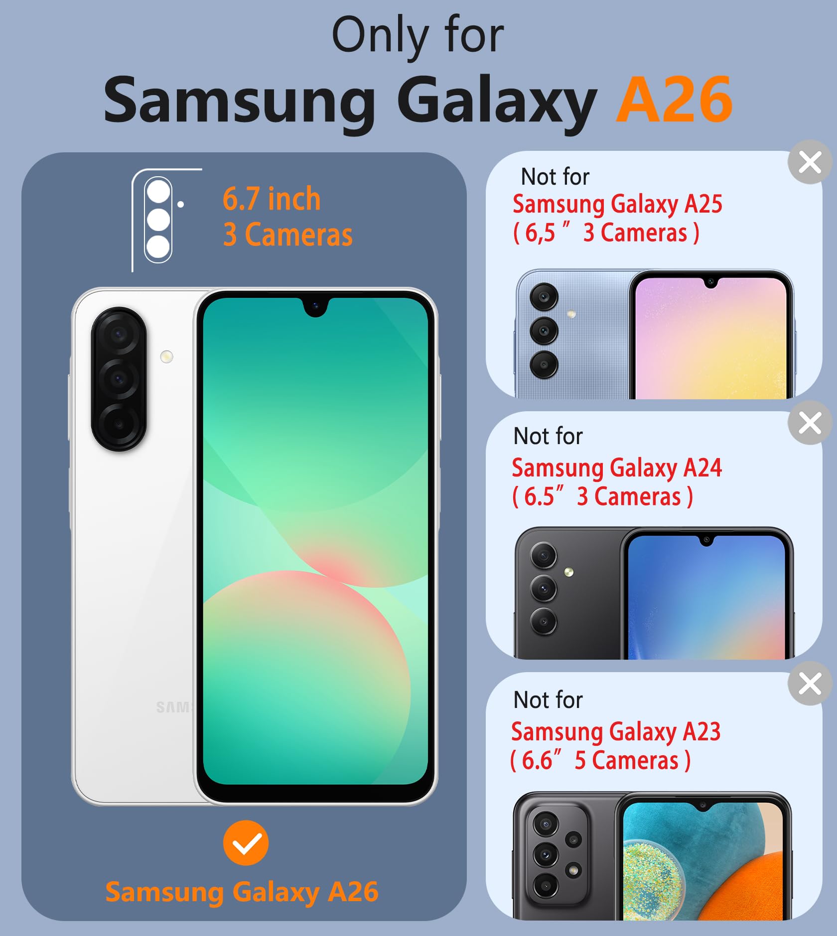 Foto 3 pulgar | Funda De Teléfono Fntcase Para Samsung Galaxy A26-5g Heavy Duty Blue - Venta Internacional.