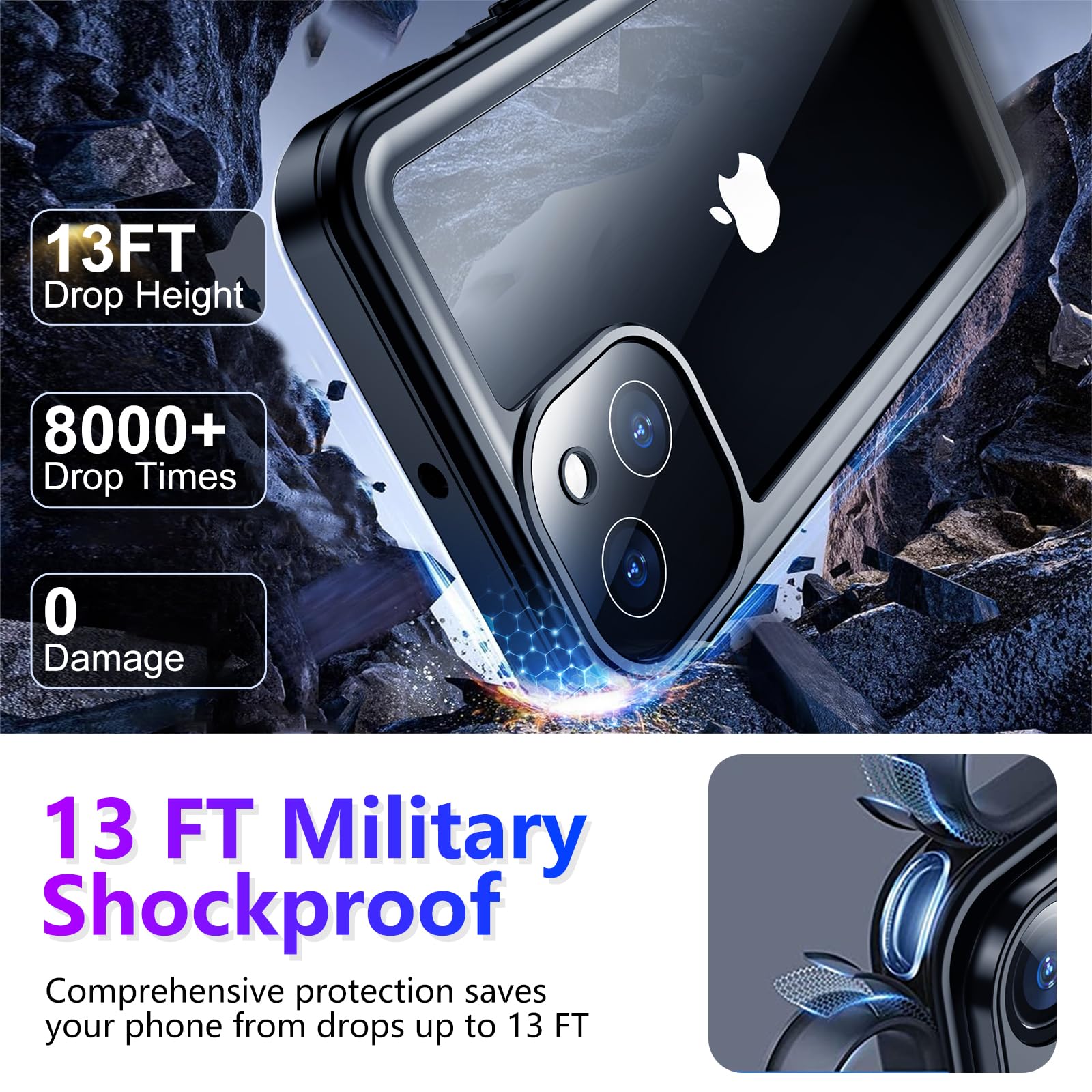 Foto 4 pulgar | Funda Impermeable Temdan Compatible Con Iphone 13 De 6.1 Pulgadas, Color Azul - Venta Internacional.
