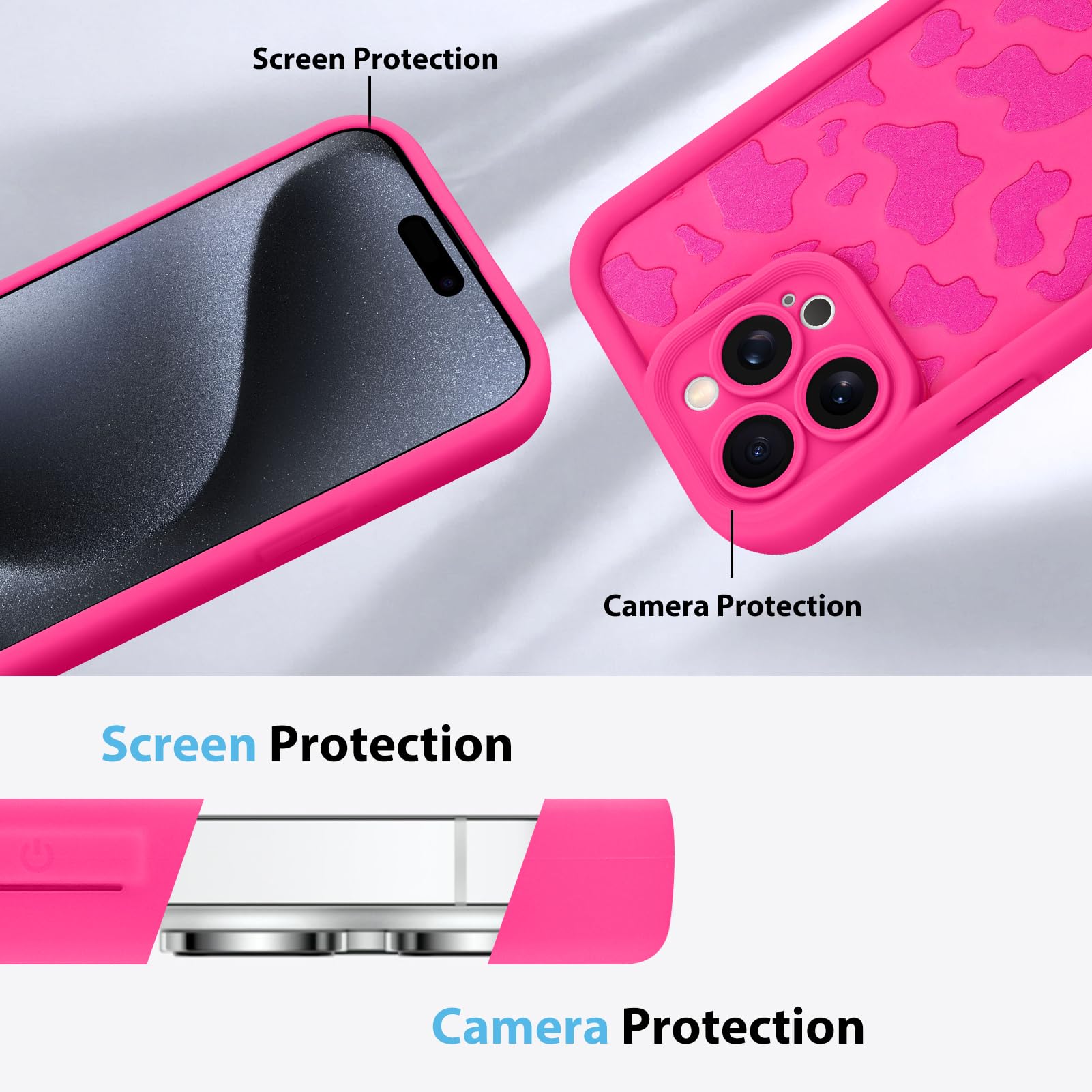 Foto 6 pulgar | Funda De Teléfono Kanghar Compatible Con Iphone 15 Pro Max, Color Rosa Intenso - Venta Internacional.