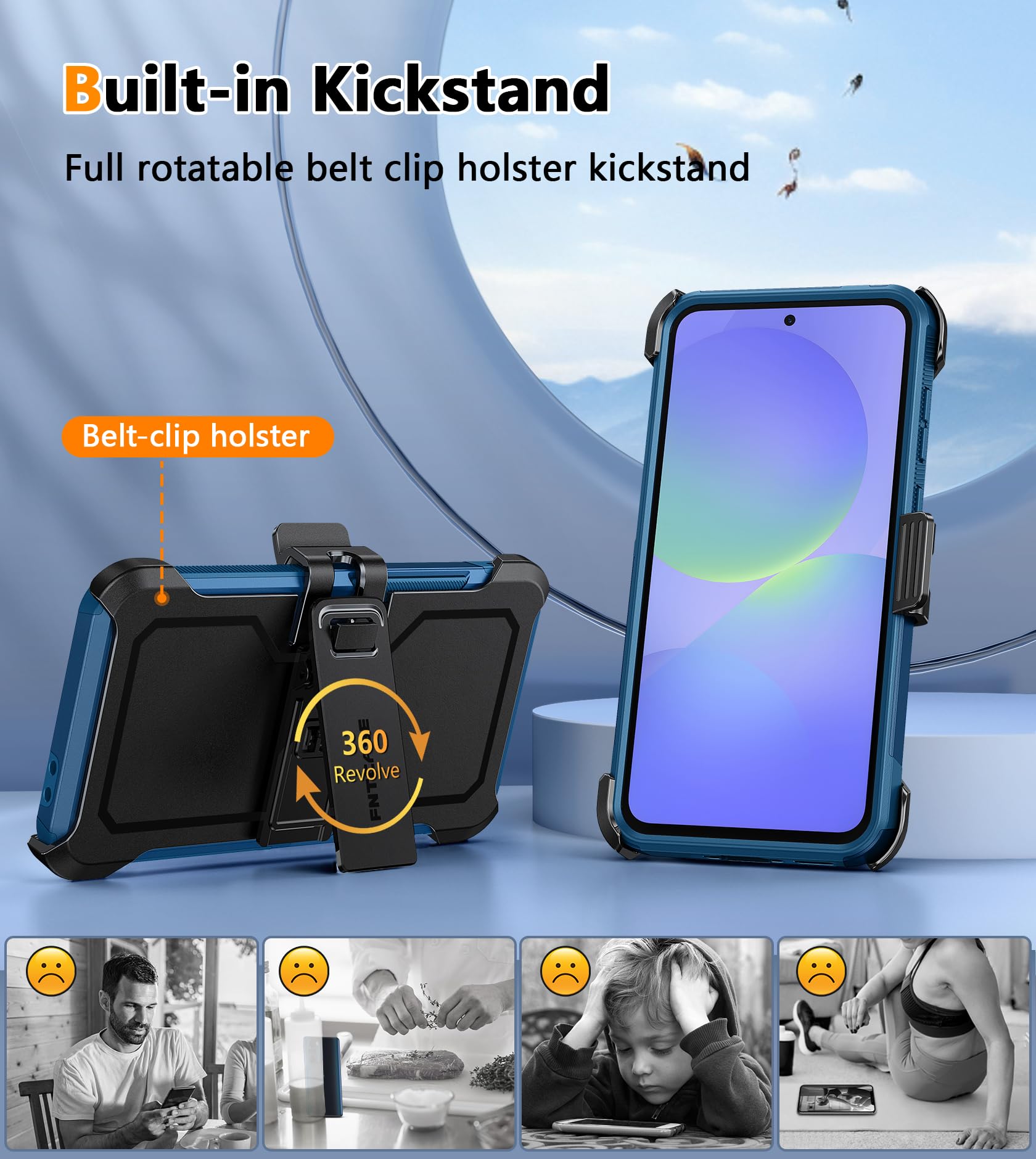 Foto 5 pulgar | Funda Fntcase Para Samsung Galaxy A36-5g Con Clip Para Cinturón, Color Azul - Venta Internacional.
