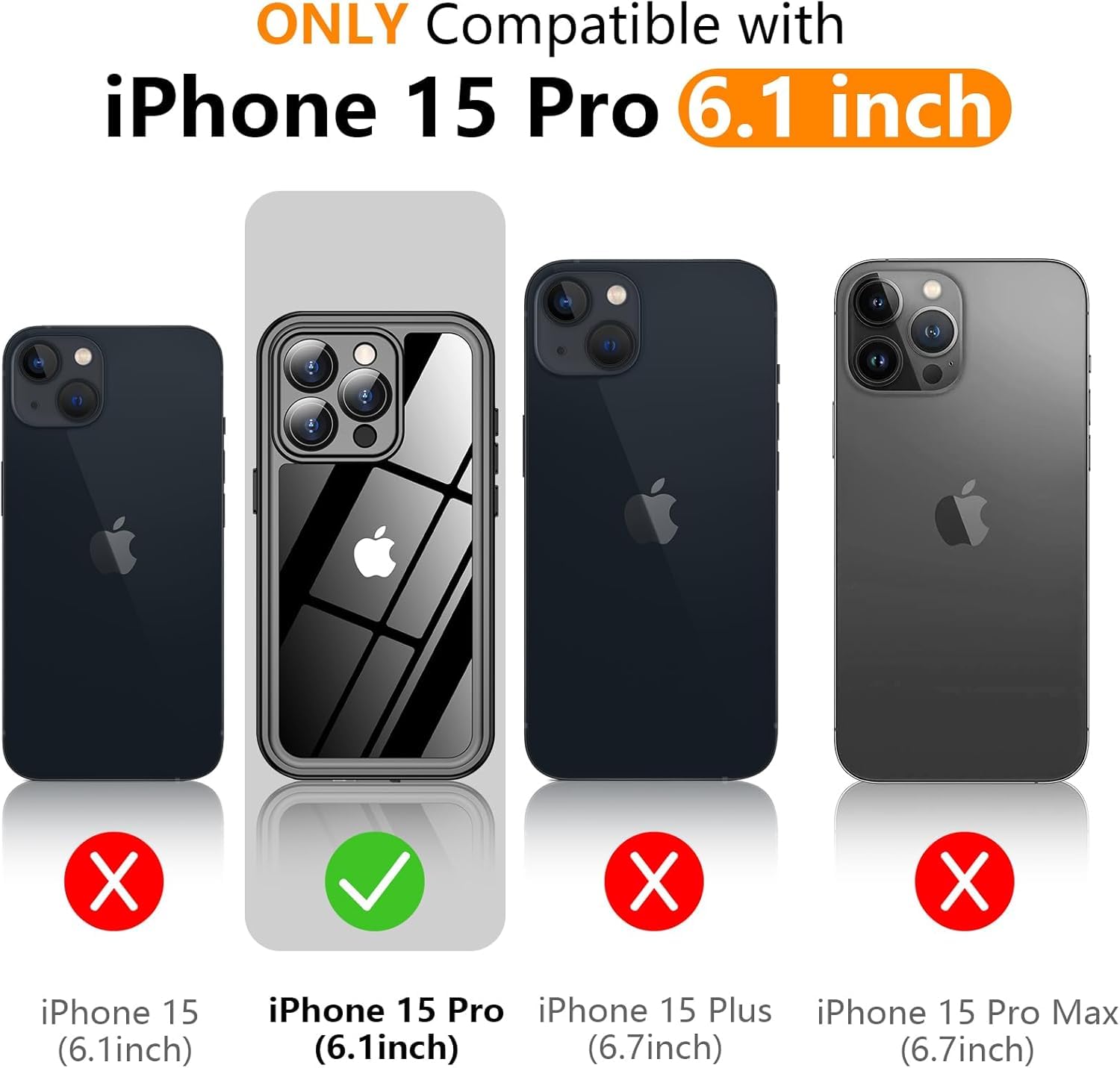 Foto 3 pulgar | Funda Impermeable Temdan Para Iphone 15 Pro Azul/transparente - Venta Internacional.