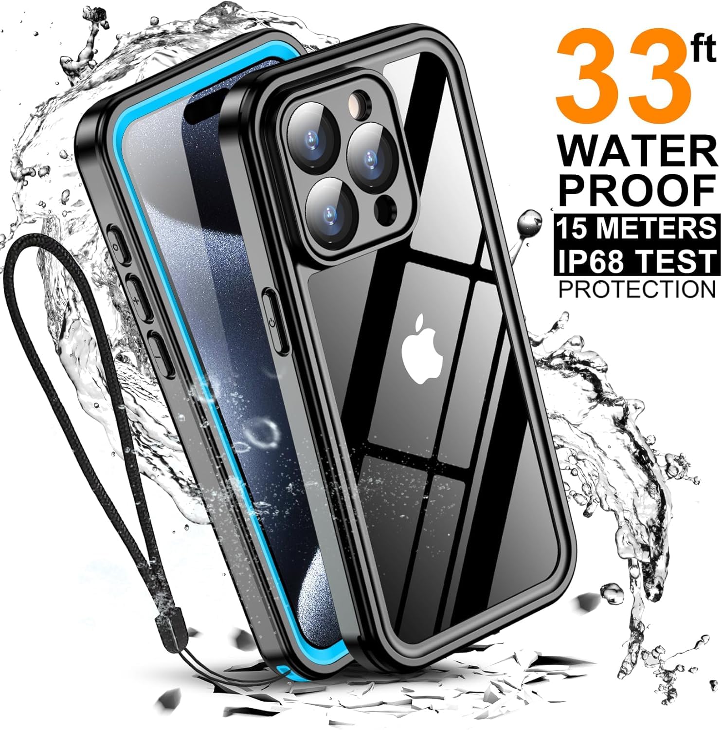 Foto 4 pulgar | Funda Impermeable Temdan Para Iphone 15 Pro Azul/transparente - Venta Internacional.
