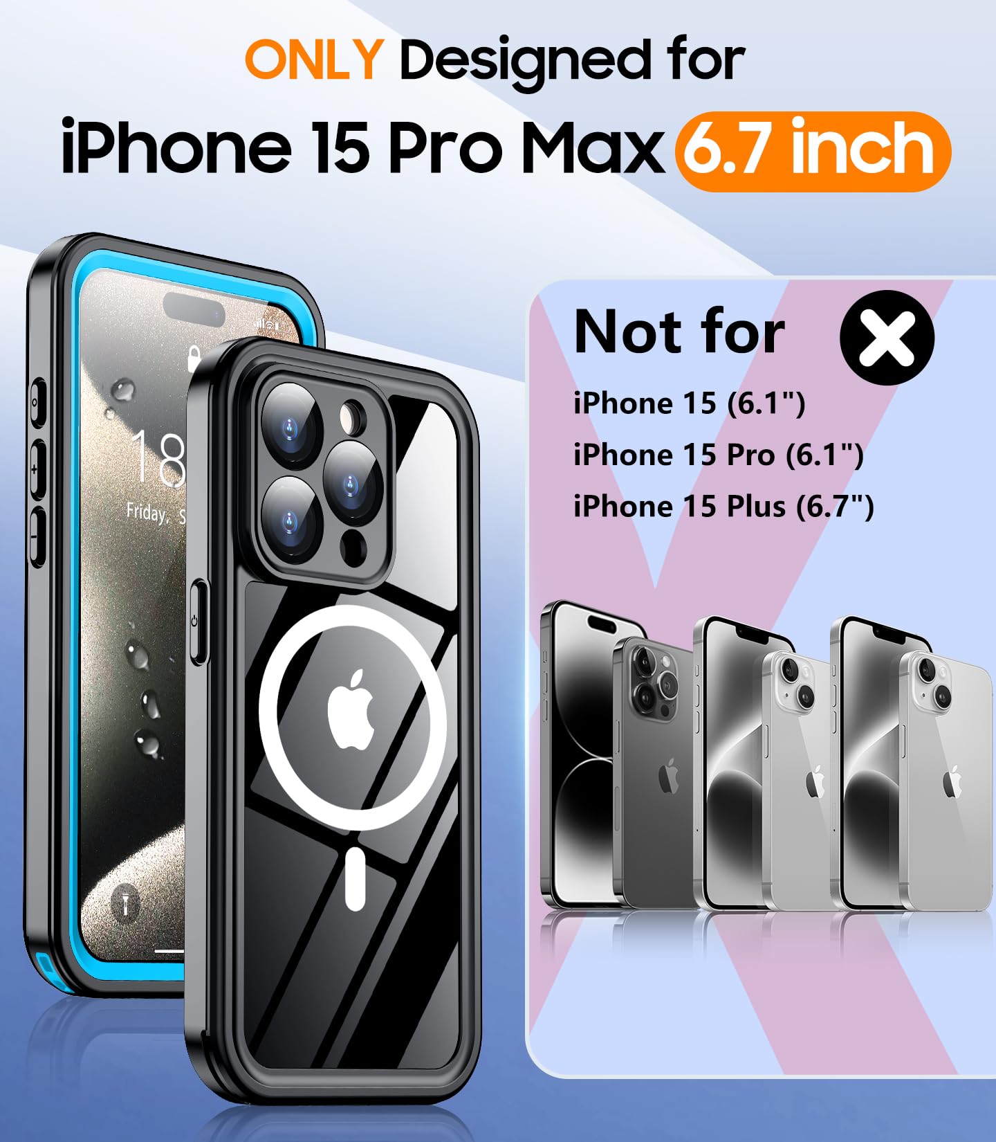 Foto 3 pulgar | Funda De Teléfono Temdan Magnética Impermeable Para Iphone 15 Pro Max - Venta Internacional.