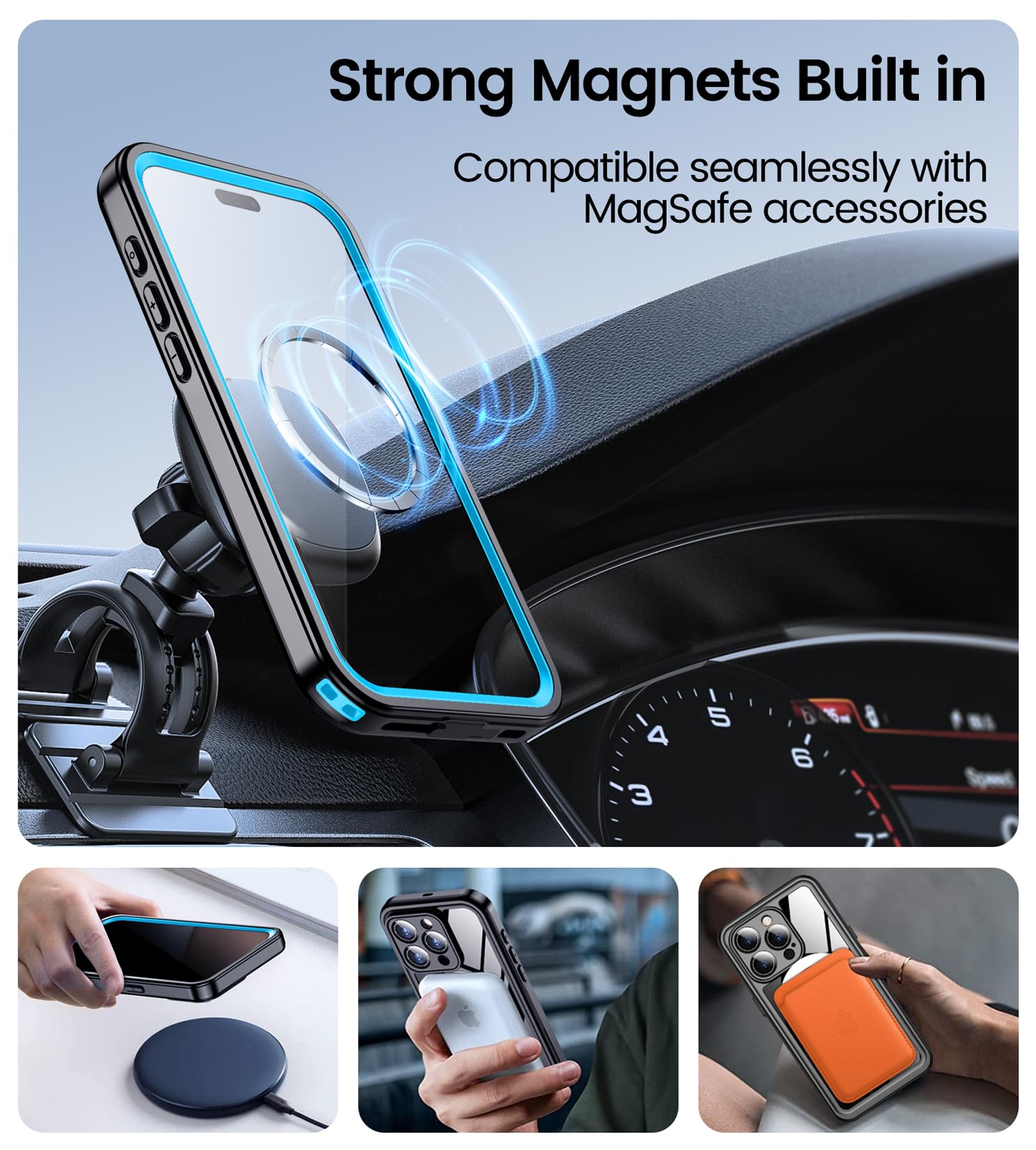 Foto 5 pulgar | Funda De Teléfono Temdan Magnética Impermeable Para Iphone 15 Pro Max - Venta Internacional.