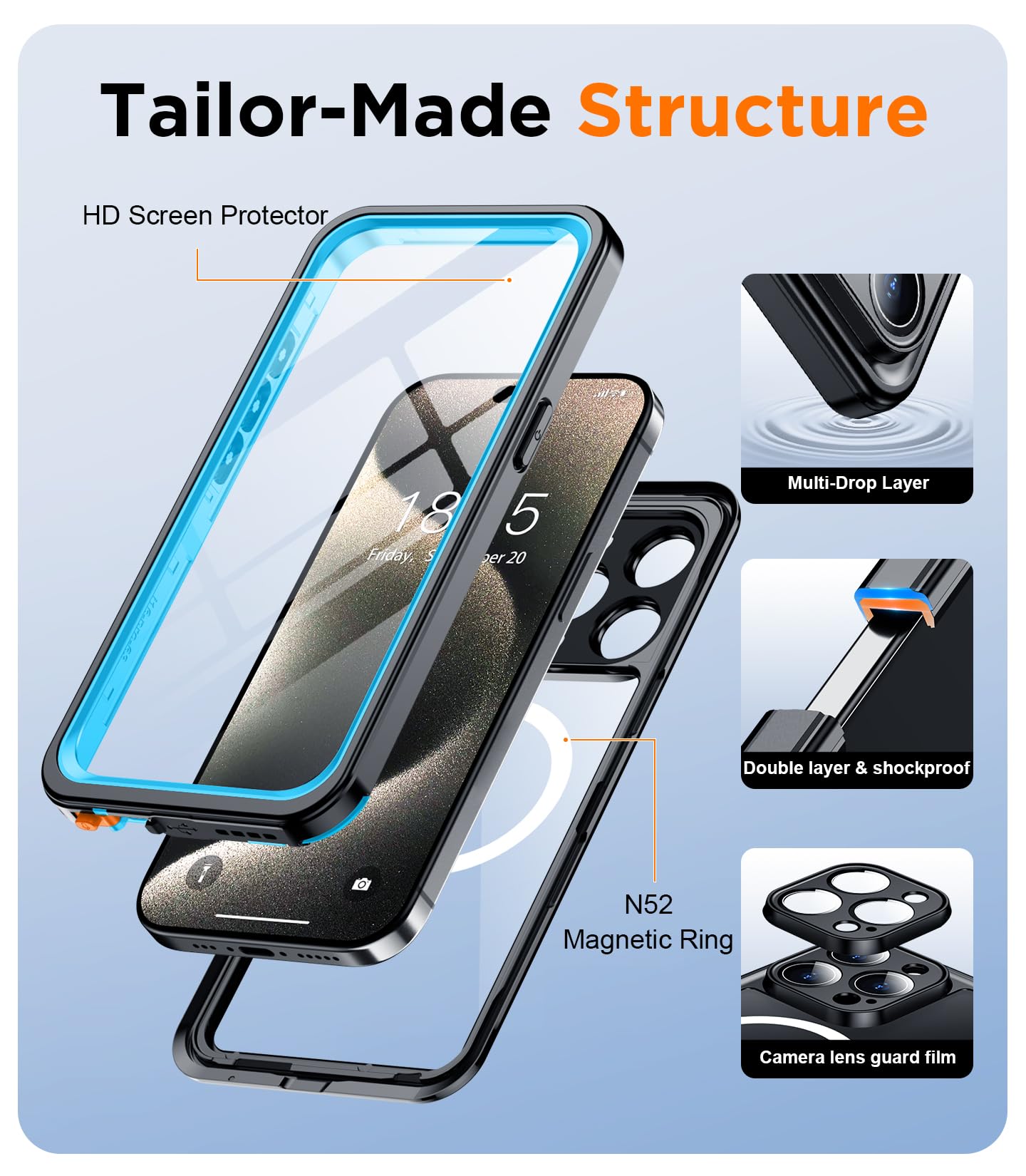Foto 6 pulgar | Funda De Teléfono Temdan Magnética Impermeable Para Iphone 15 Pro Max - Venta Internacional.
