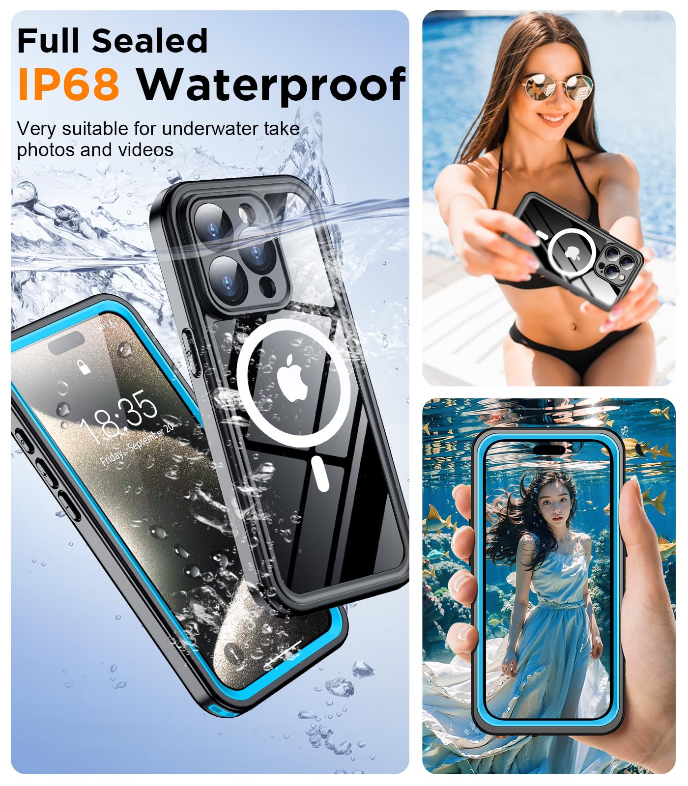 Foto 7 pulgar | Funda De Teléfono Temdan Magnética Impermeable Para Iphone 15 Pro Max - Venta Internacional.