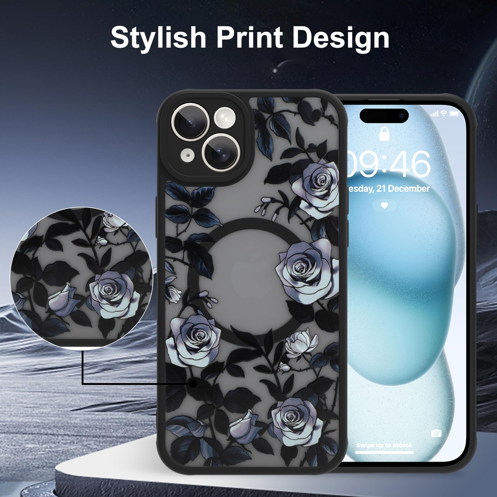 Foto 7 pulgar | Funda De Teléfono Aigomara Para Iphone 15 Con Magsafe Rose Flower - Venta Internacional.