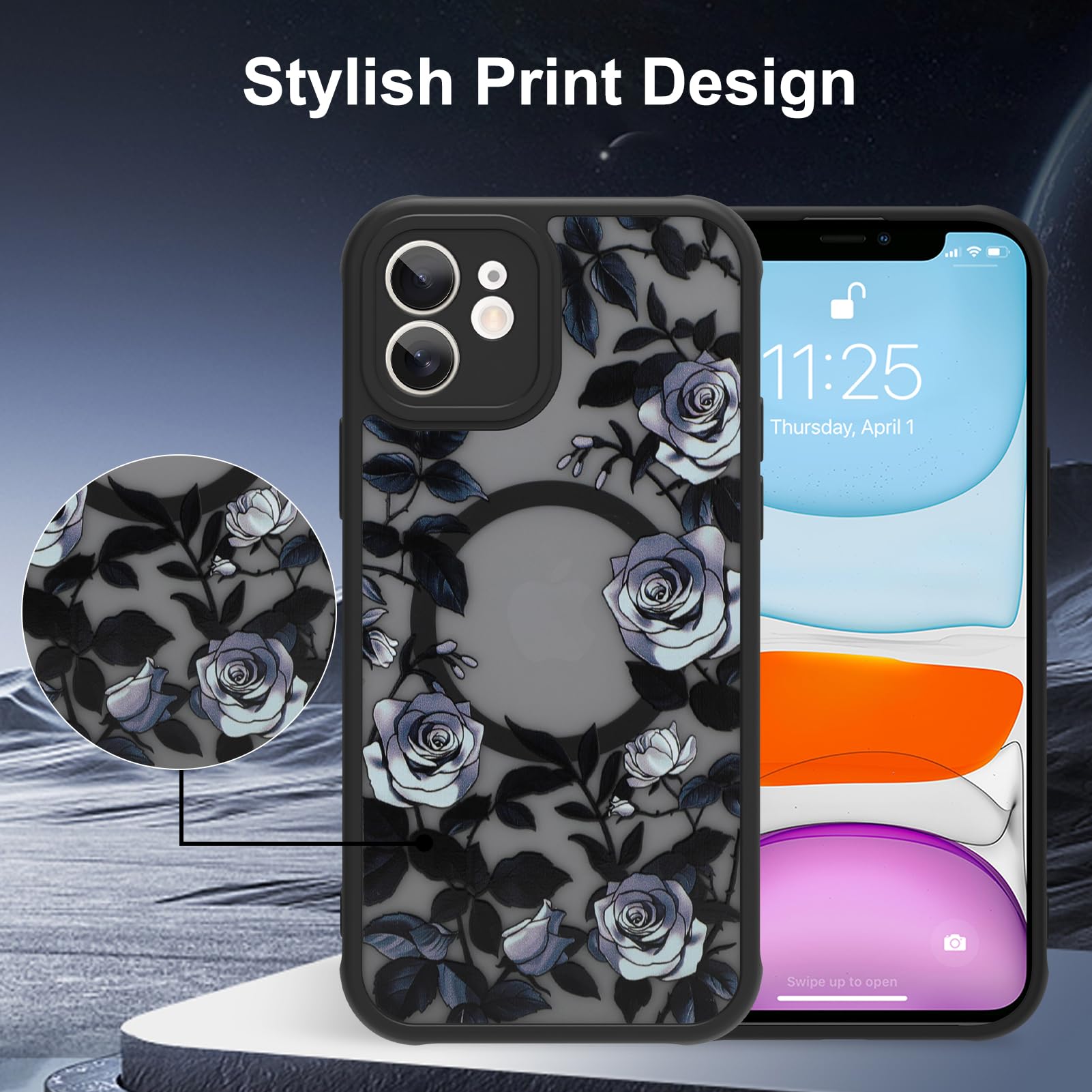 Foto 7 pulgar | Funda De Teléfono Aigomara Para Iphone 11 Con Magsafe Rose Flower - Venta Internacional.